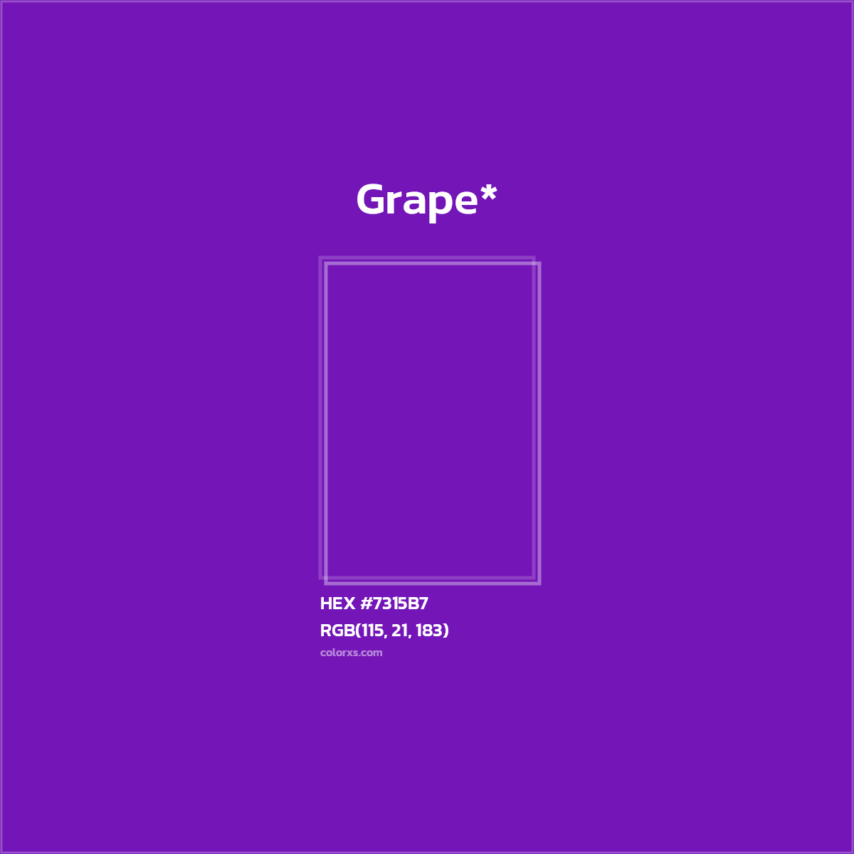 #7315B7 hex color. RGB, RYB, CMYK, HSL, HSV codes and color conversions. Matching color names, palettes, paints.
