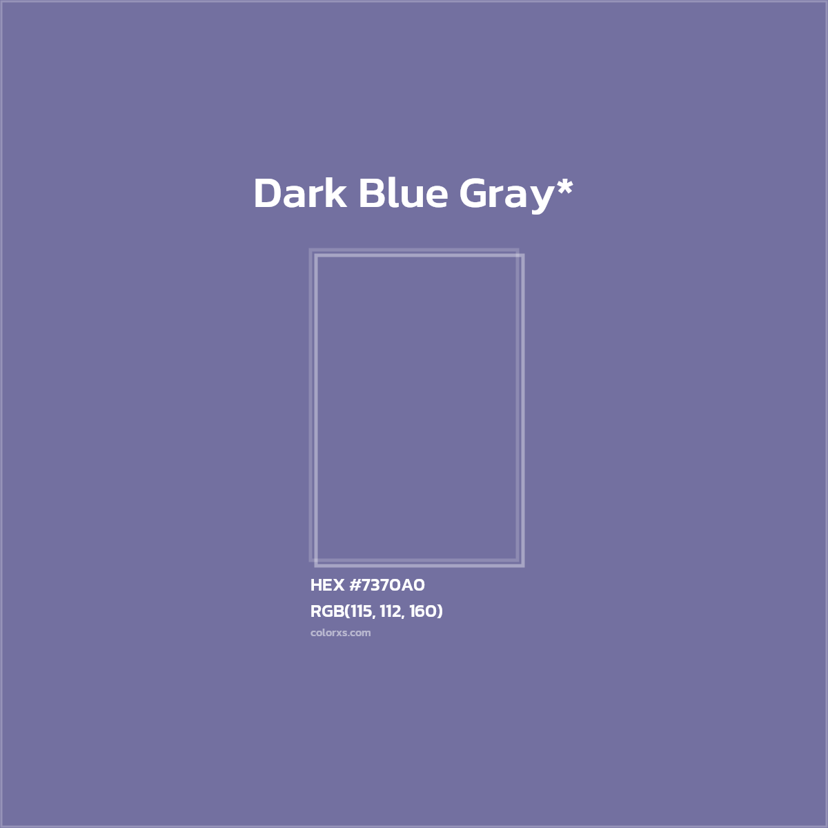 #7370A0 hex color. RGB, RYB, CMYK, HSL, HSV codes and color conversions. Matching color names, palettes, paints.