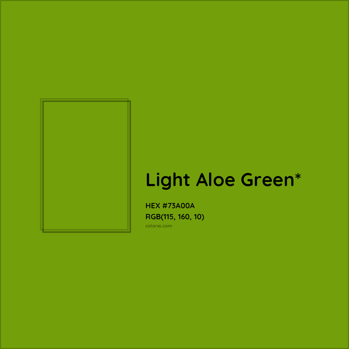 #73A00A hex color. RGB, RYB, CMYK, HSL, HSV codes and color conversions. Matching color names, palettes, paints.