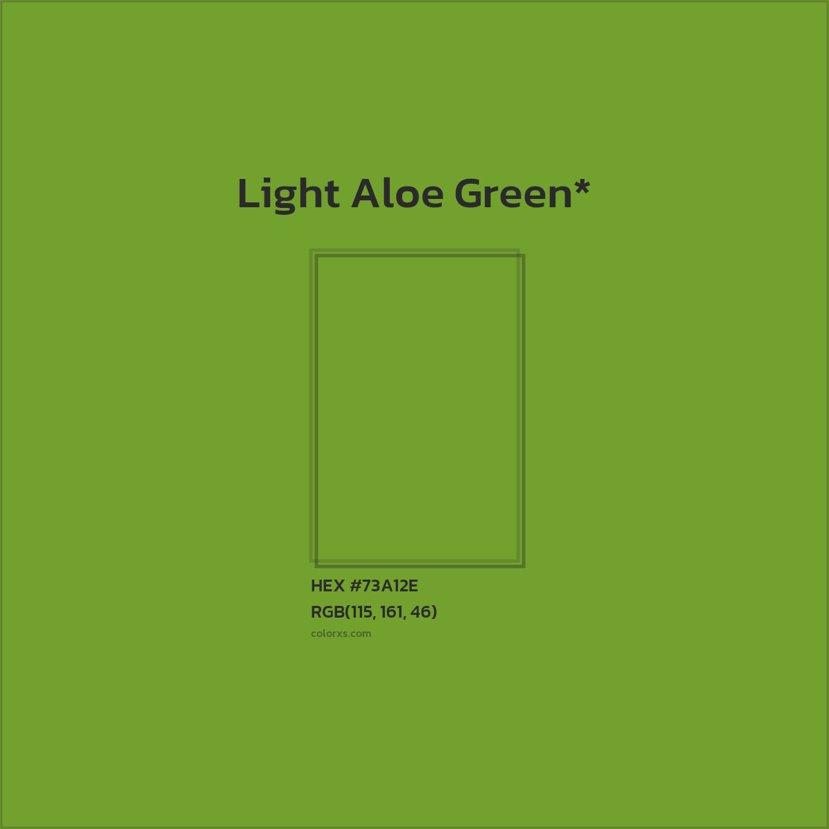 #73A12E hex color. RGB, RYB, CMYK, HSL, HSV codes and color conversions. Matching color names, palettes, paints.