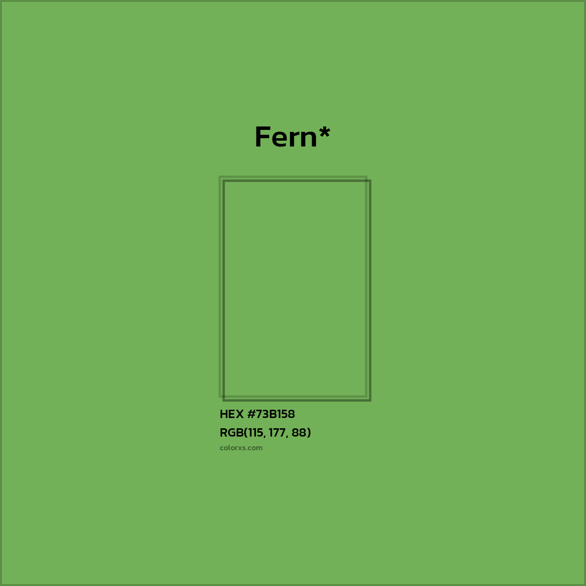 #73B158 hex color. RGB, RYB, CMYK, HSL, HSV codes and color conversions. Matching color names, palettes, paints.