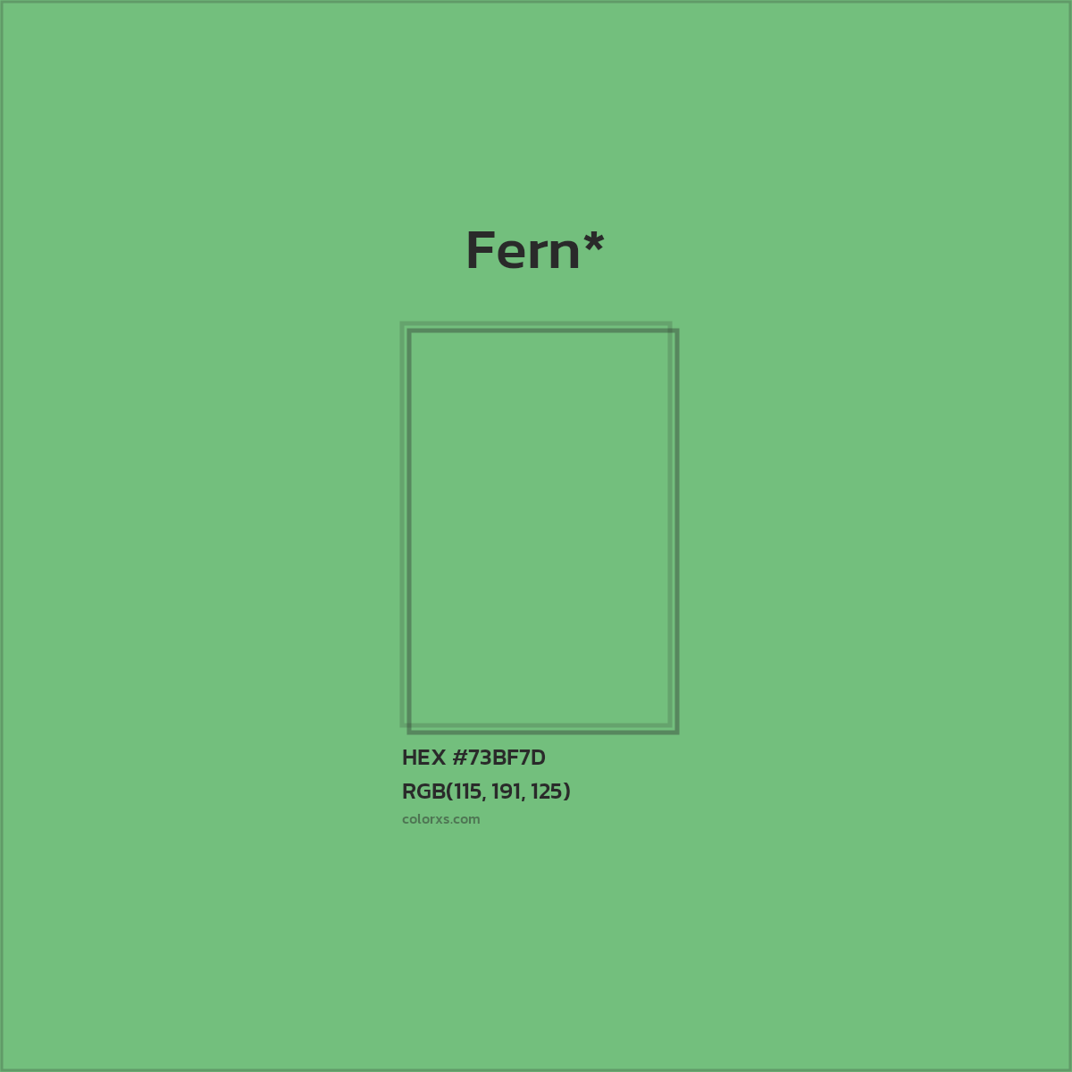 #73BF7D hex color. RGB, RYB, CMYK, HSL, HSV codes and color conversions. Matching color names, palettes, paints.