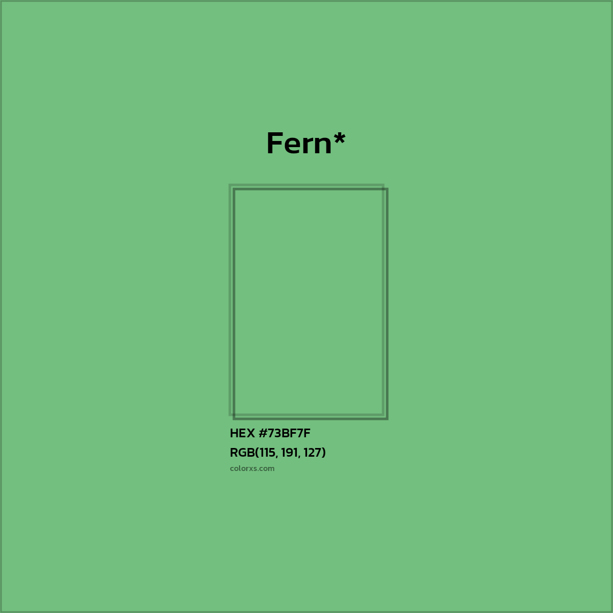 #73BF7F hex color. RGB, RYB, CMYK, HSL, HSV codes and color conversions. Matching color names, palettes, paints.