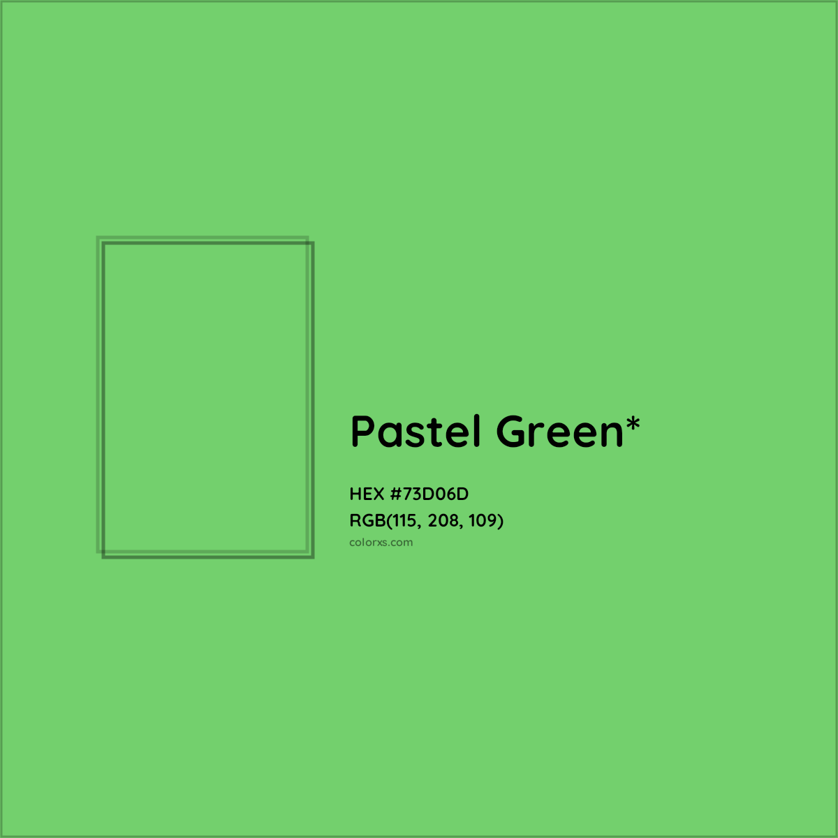 #73D06D hex color. RGB, RYB, CMYK, HSL, HSV codes and color conversions. Matching color names, palettes, paints.