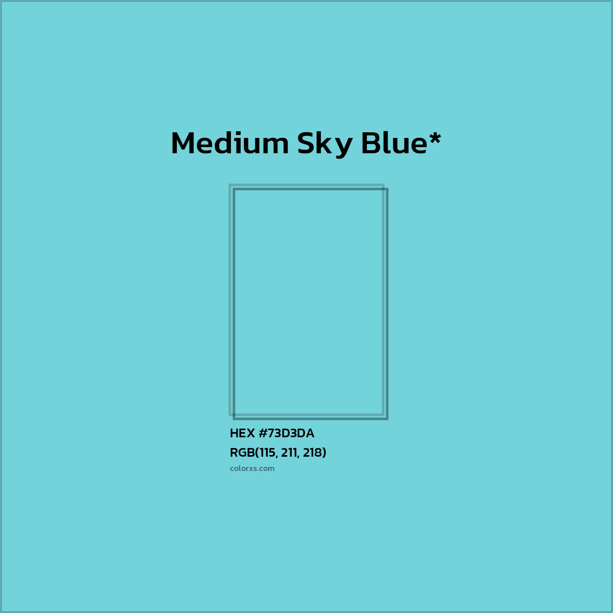 #73D3DA hex color. RGB, RYB, CMYK, HSL, HSV codes and color conversions. Matching color names, palettes, paints.