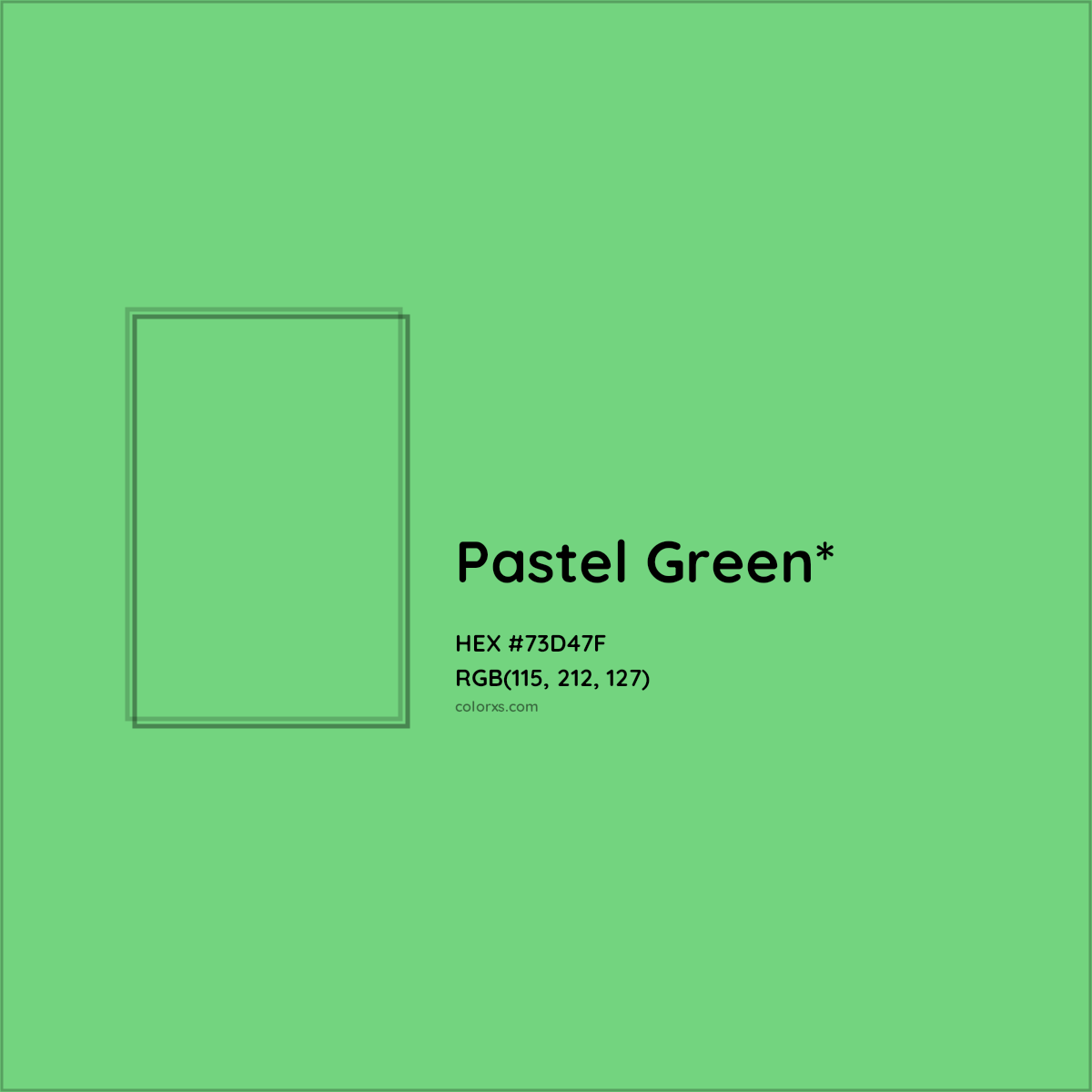 #73D47F hex color. RGB, RYB, CMYK, HSL, HSV codes and color conversions. Matching color names, palettes, paints.