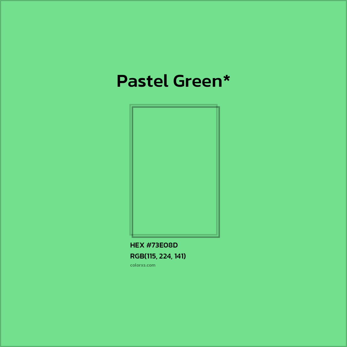 #73E08D hex color. RGB, RYB, CMYK, HSL, HSV codes and color conversions. Matching color names, palettes, paints.