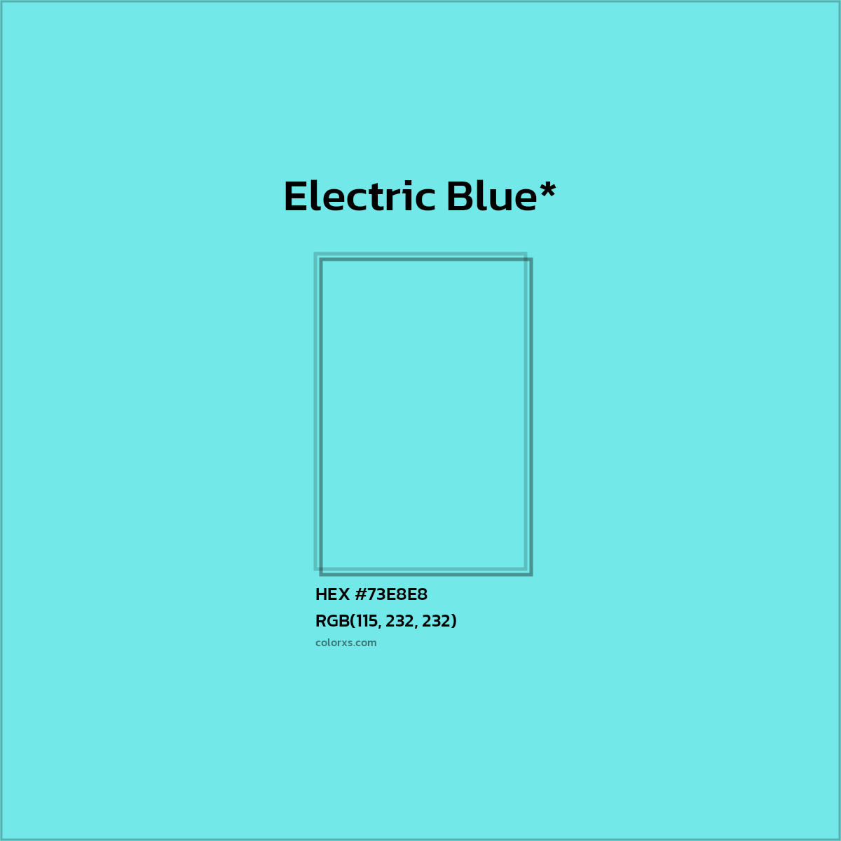 #73E8E8 hex color. RGB, RYB, CMYK, HSL, HSV codes and color conversions. Matching color names, palettes, paints.