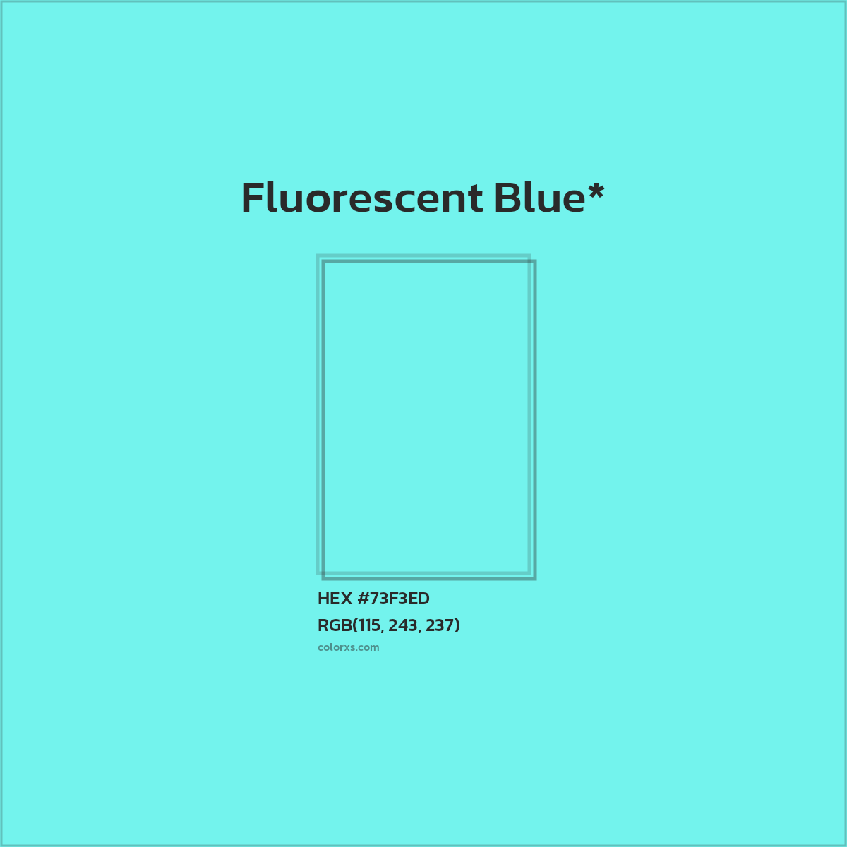 #73F3ED hex color. RGB, RYB, CMYK, HSL, HSV codes and color conversions. Matching color names, palettes, paints.