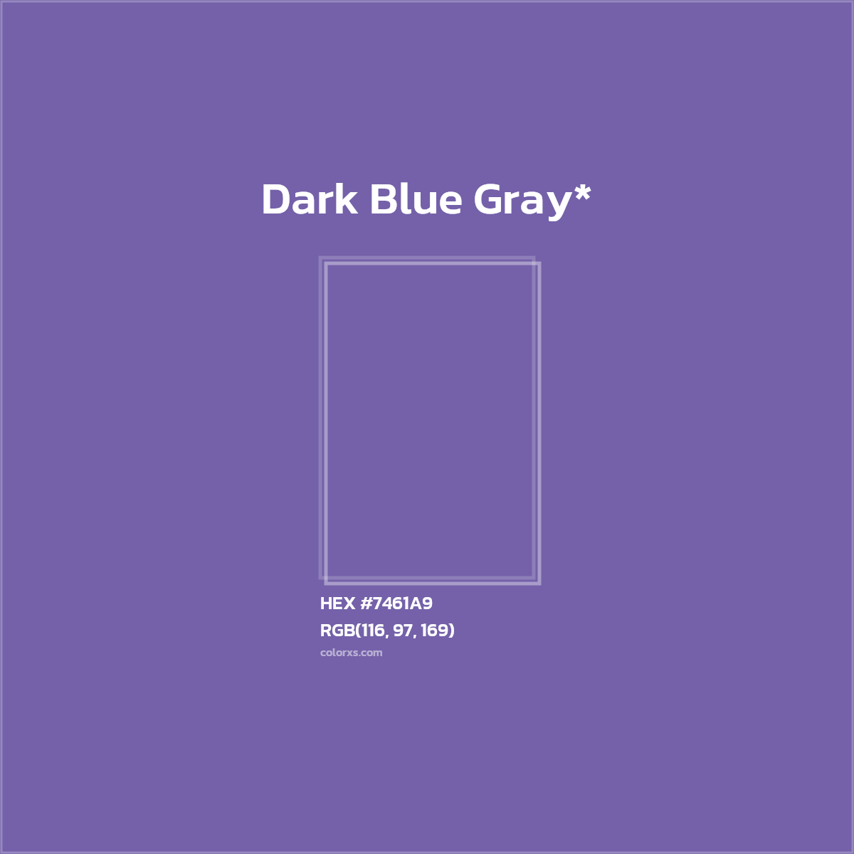 #7461A9 hex color. RGB, RYB, CMYK, HSL, HSV codes and color conversions. Matching color names, palettes, paints.