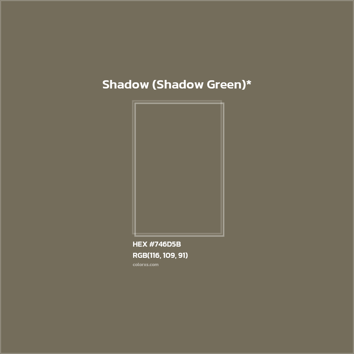 #746D5B hex color. RGB, RYB, CMYK, HSL, HSV codes and color conversions. Matching color names, palettes, paints.