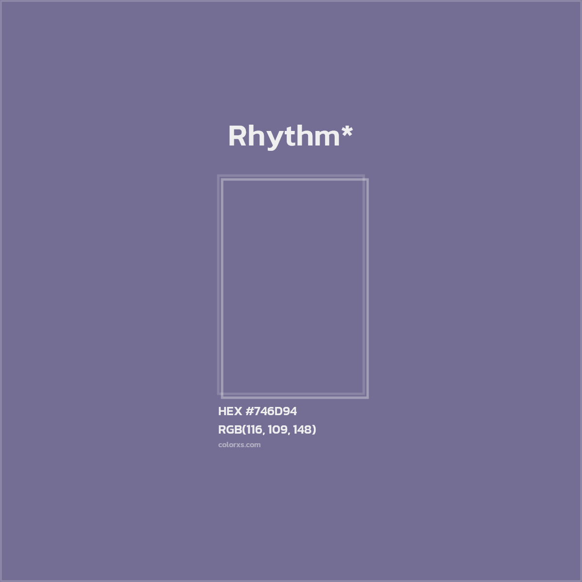#746D94 hex color. RGB, RYB, CMYK, HSL, HSV codes and color conversions. Matching color names, palettes, paints.