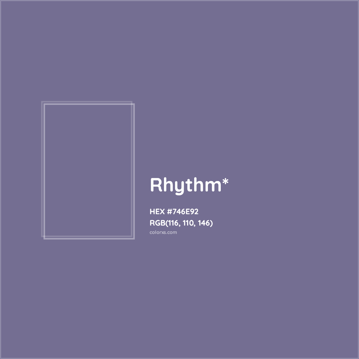 #746E92 hex color. RGB, RYB, CMYK, HSL, HSV codes and color conversions. Matching color names, palettes, paints.