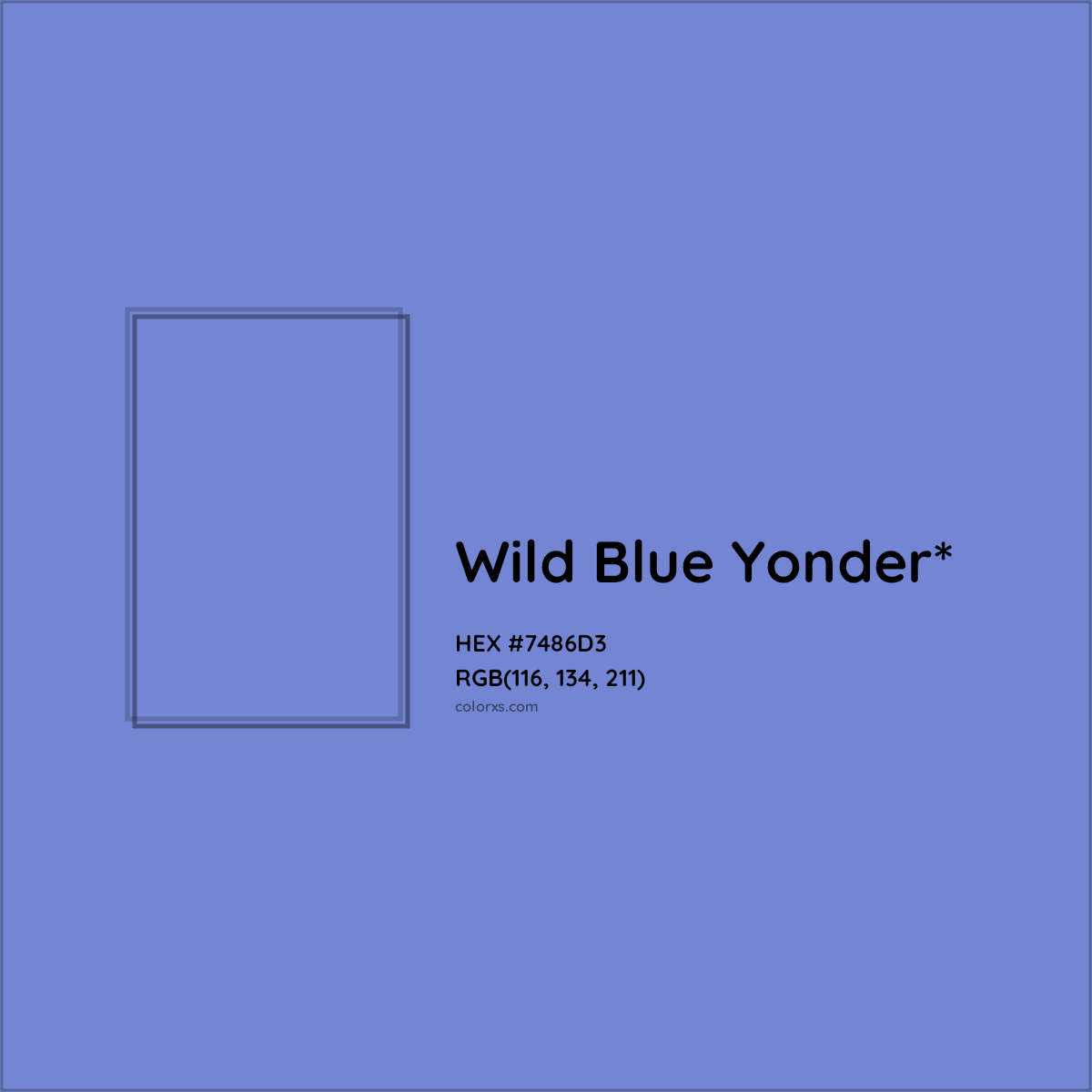 #7486D3 hex color. RGB, RYB, CMYK, HSL, HSV codes and color conversions. Matching color names, palettes, paints.