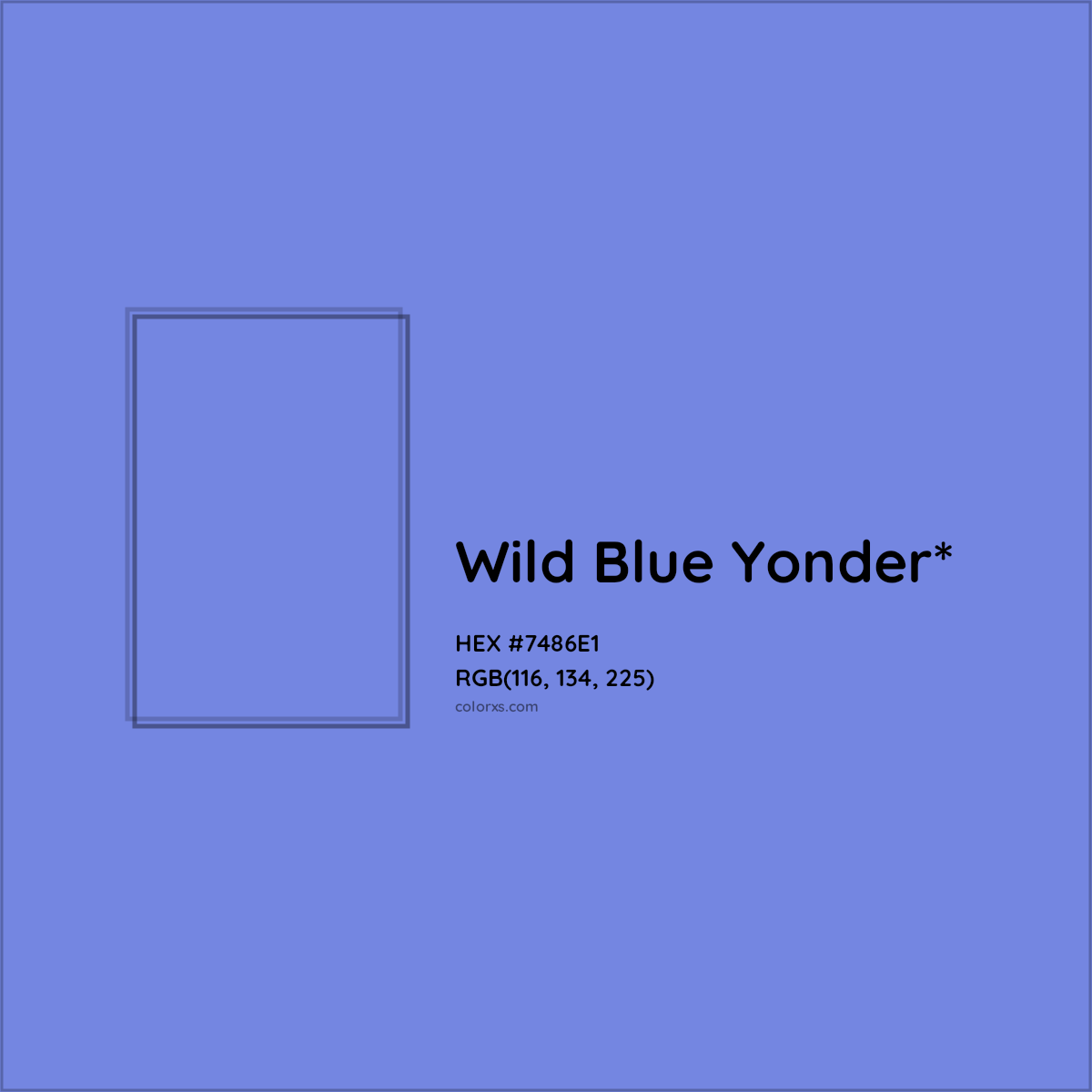 #7486E1 hex color. RGB, RYB, CMYK, HSL, HSV codes and color conversions. Matching color names, palettes, paints.