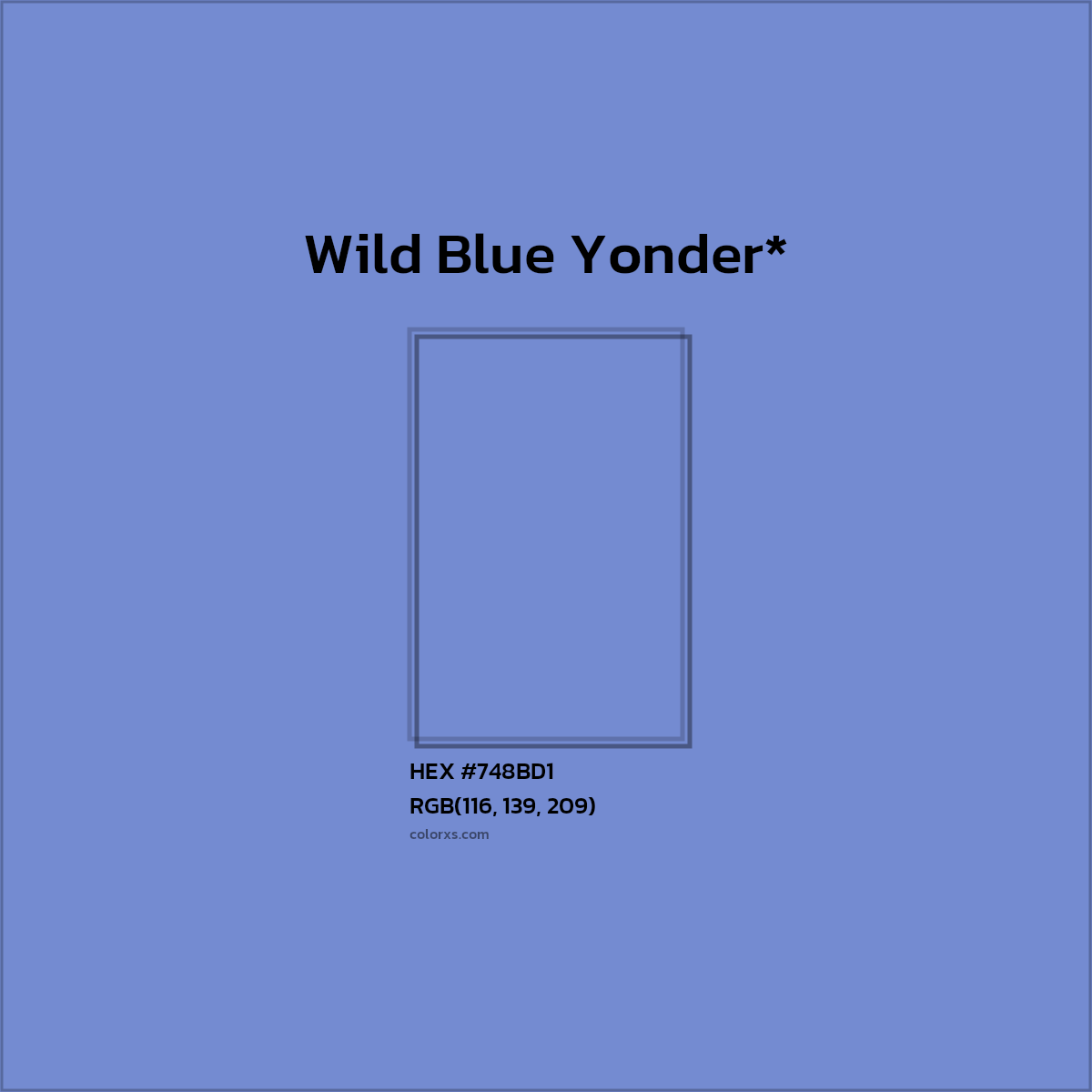 #748BD1 hex color. RGB, RYB, CMYK, HSL, HSV codes and color conversions. Matching color names, palettes, paints.