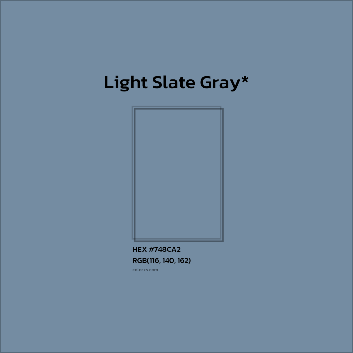 #748CA2 hex color. RGB, RYB, CMYK, HSL, HSV codes and color conversions. Matching color names, palettes, paints.