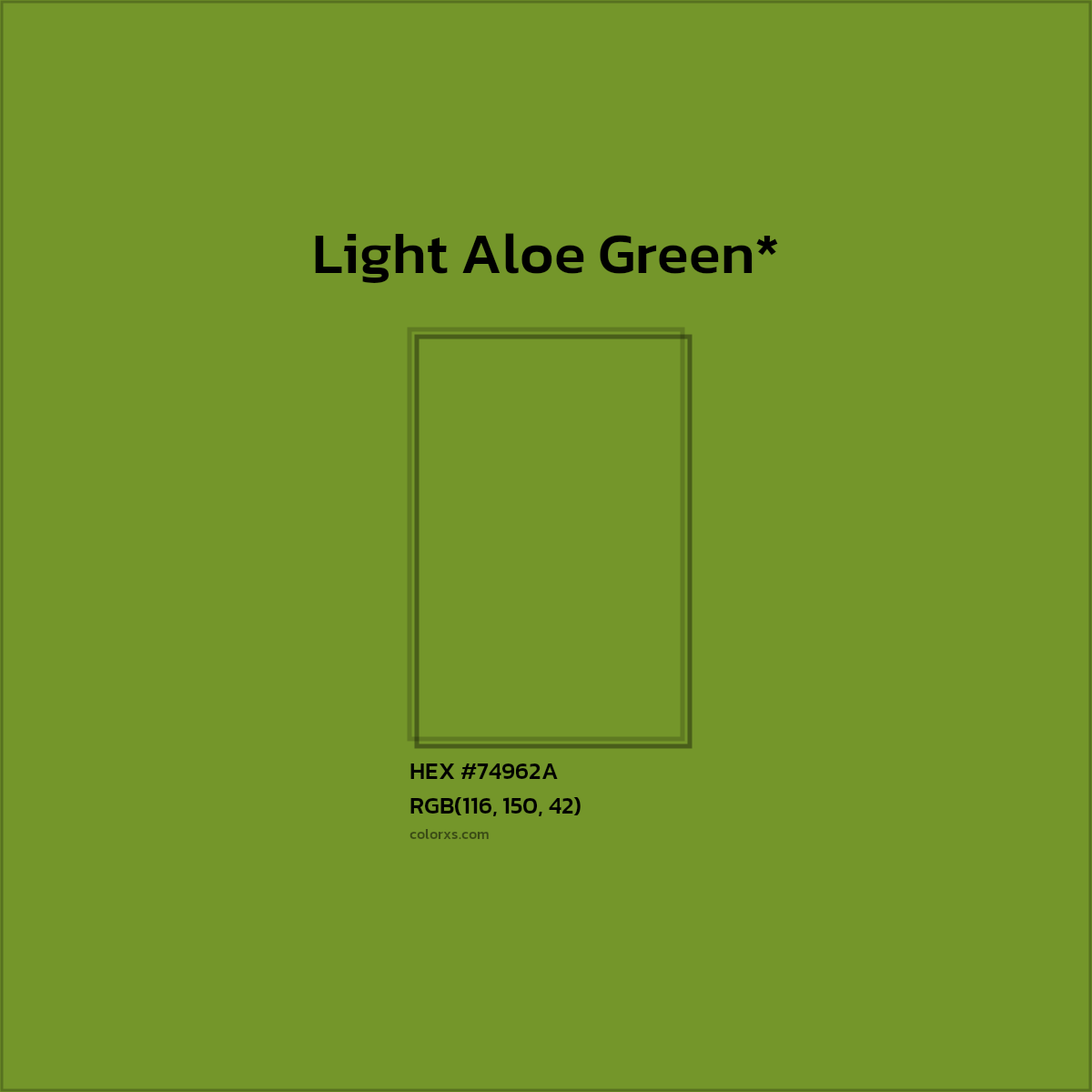 #74962A hex color. RGB, RYB, CMYK, HSL, HSV codes and color conversions. Matching color names, palettes, paints.