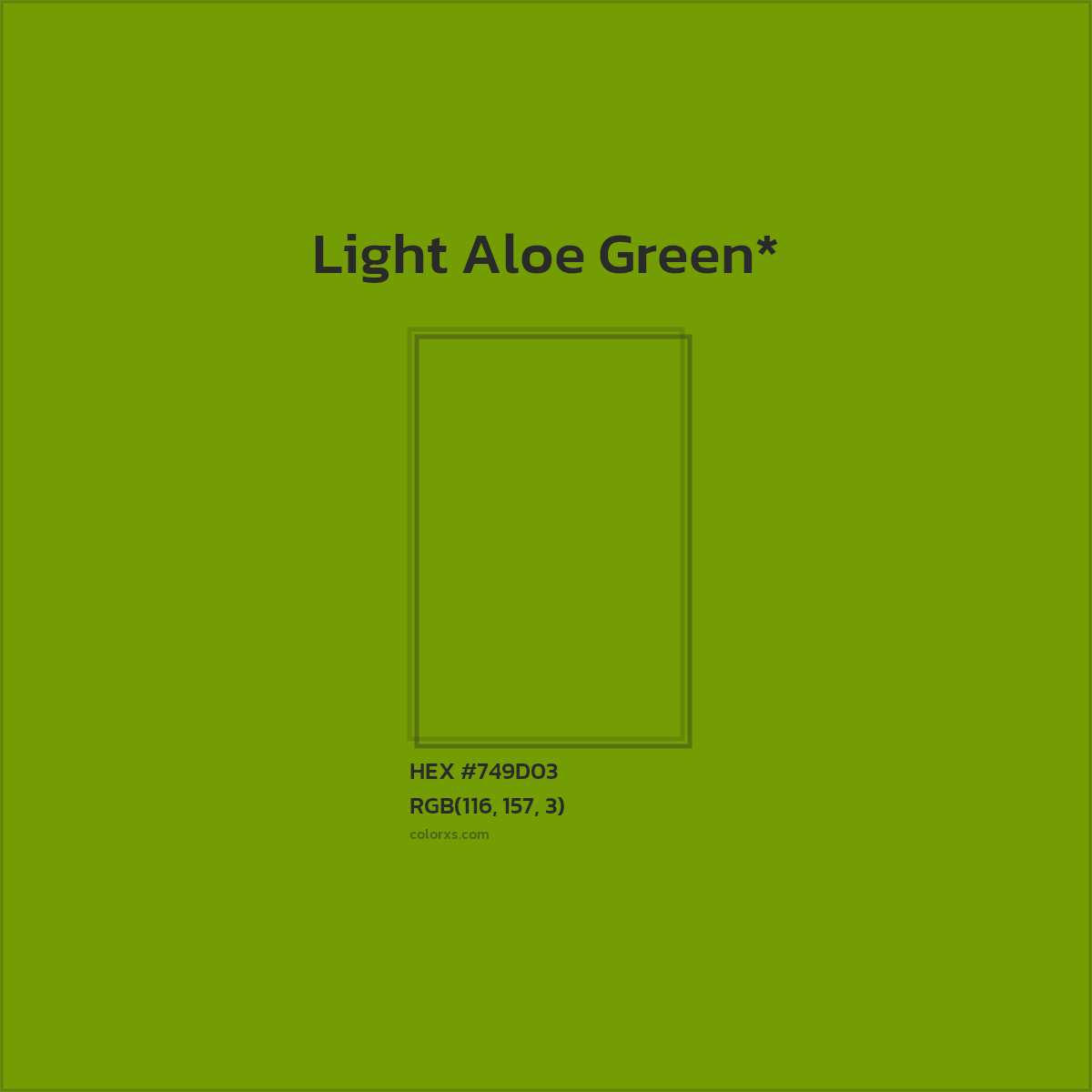 #749D03 hex color. RGB, RYB, CMYK, HSL, HSV codes and color conversions. Matching color names, palettes, paints.