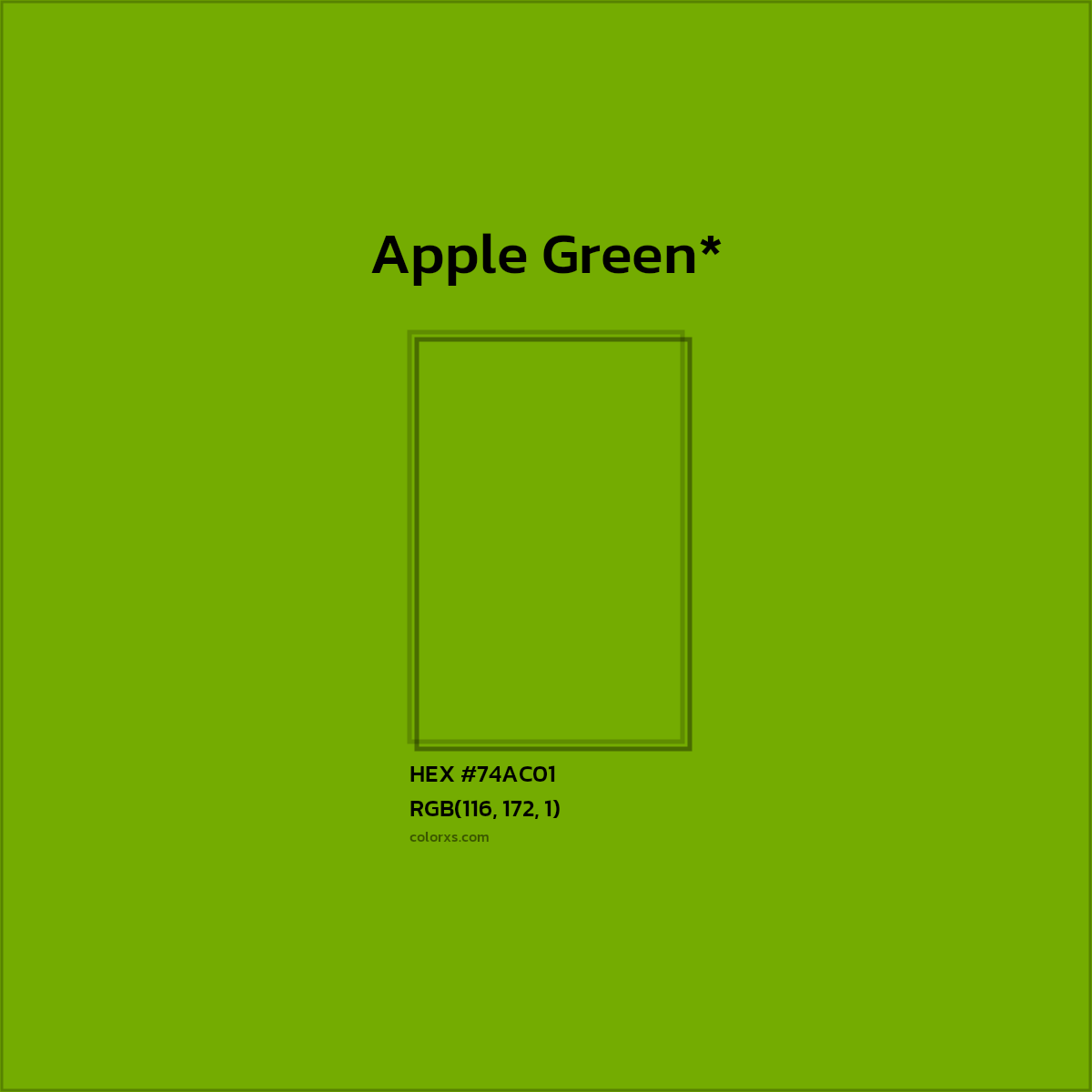 #74AC01 hex color. RGB, RYB, CMYK, HSL, HSV codes and color conversions. Matching color names, palettes, paints.