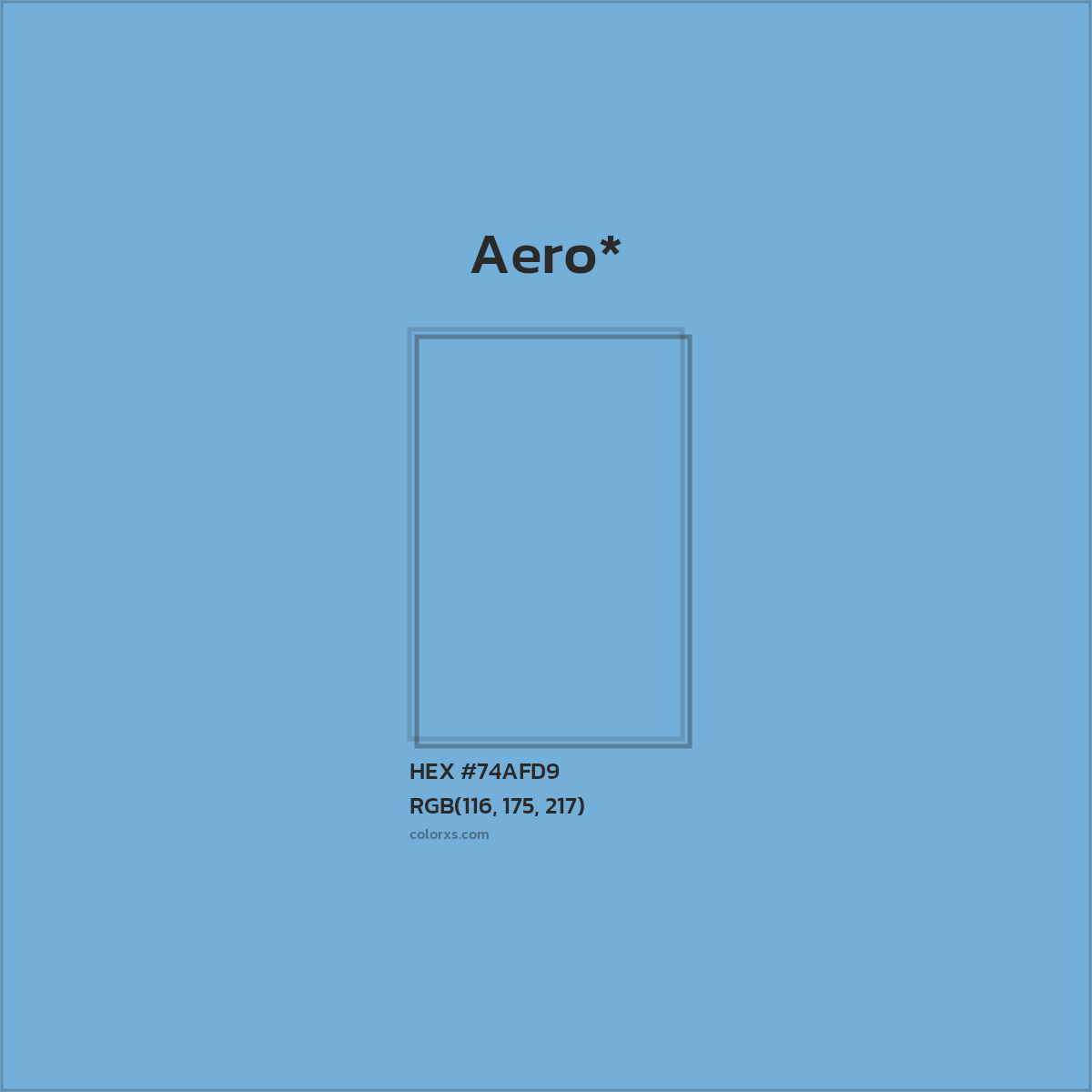 #74AFD9 hex color. RGB, RYB, CMYK, HSL, HSV codes and color conversions. Matching color names, palettes, paints.