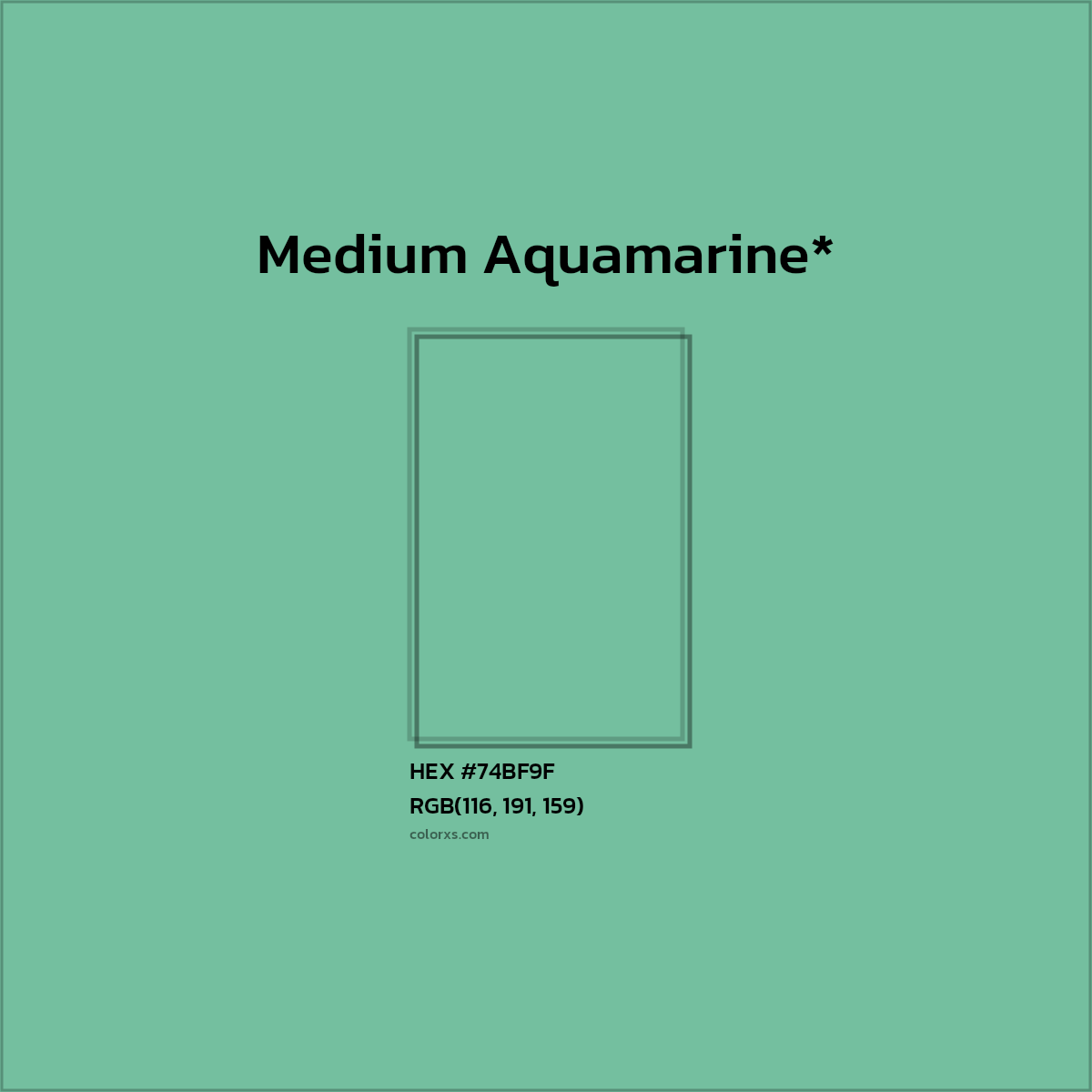 #74BF9F hex color. RGB, RYB, CMYK, HSL, HSV codes and color conversions. Matching color names, palettes, paints.