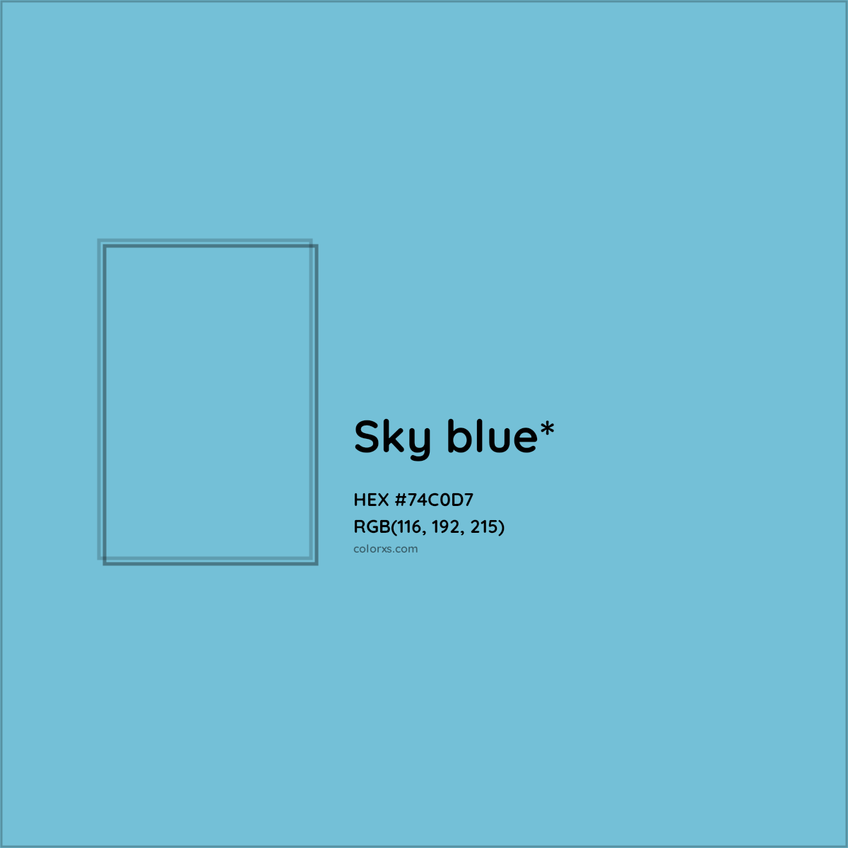 #74C0D7 hex color. RGB, RYB, CMYK, HSL, HSV codes and color conversions. Matching color names, palettes, paints.