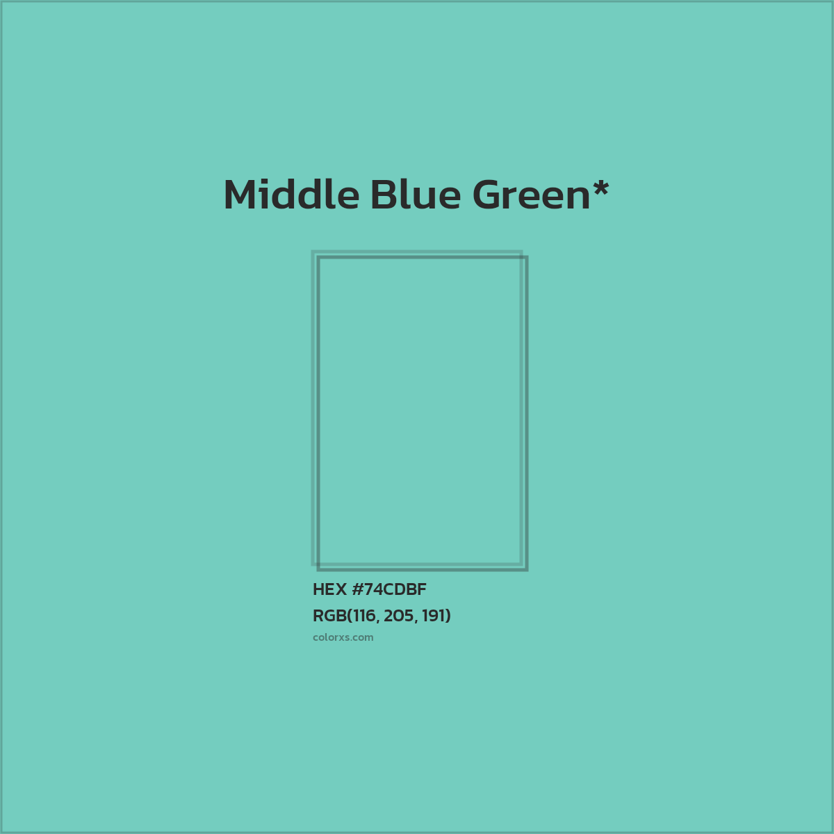 #74CDBF hex color. RGB, RYB, CMYK, HSL, HSV codes and color conversions. Matching color names, palettes, paints.