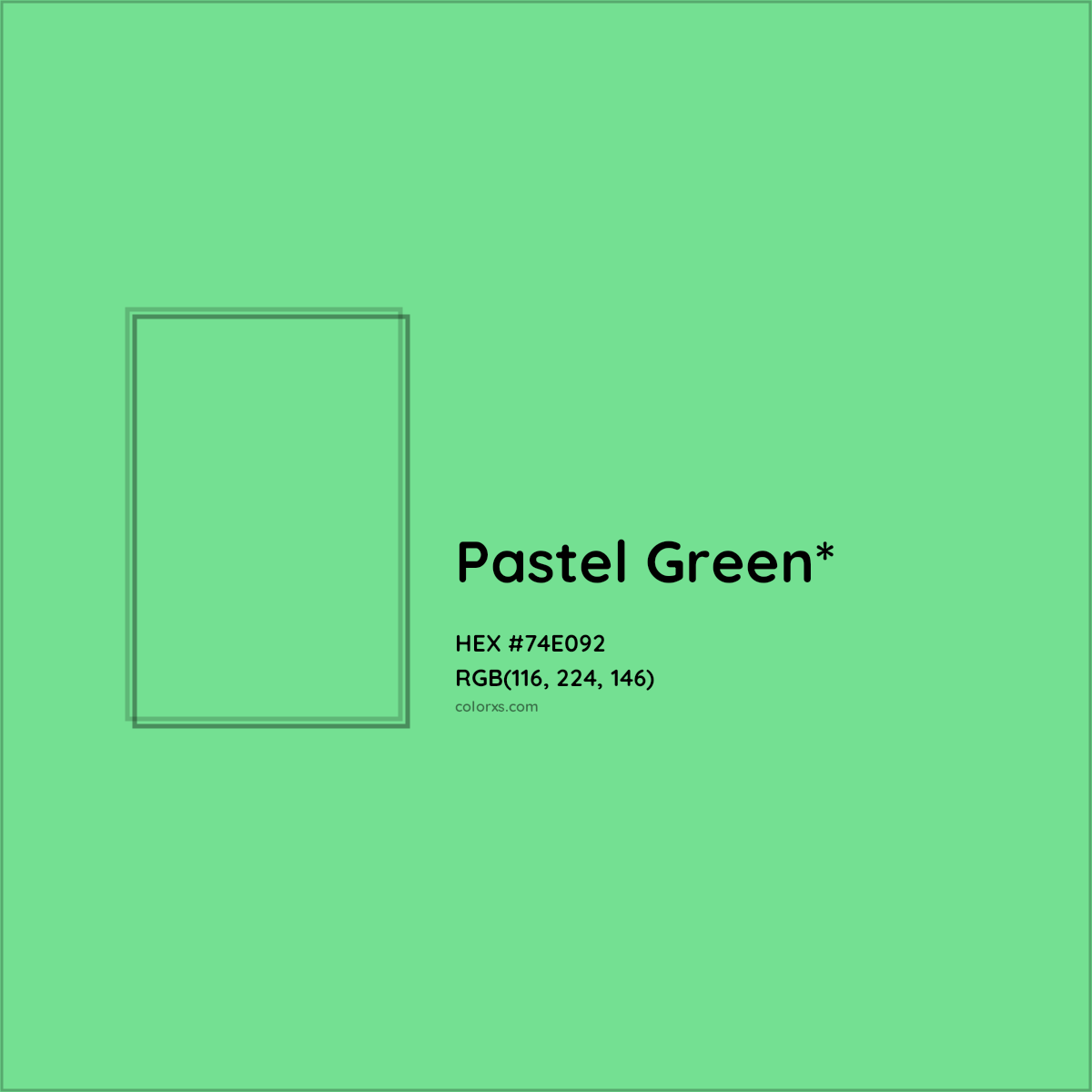 #74E092 hex color. RGB, RYB, CMYK, HSL, HSV codes and color conversions. Matching color names, palettes, paints.