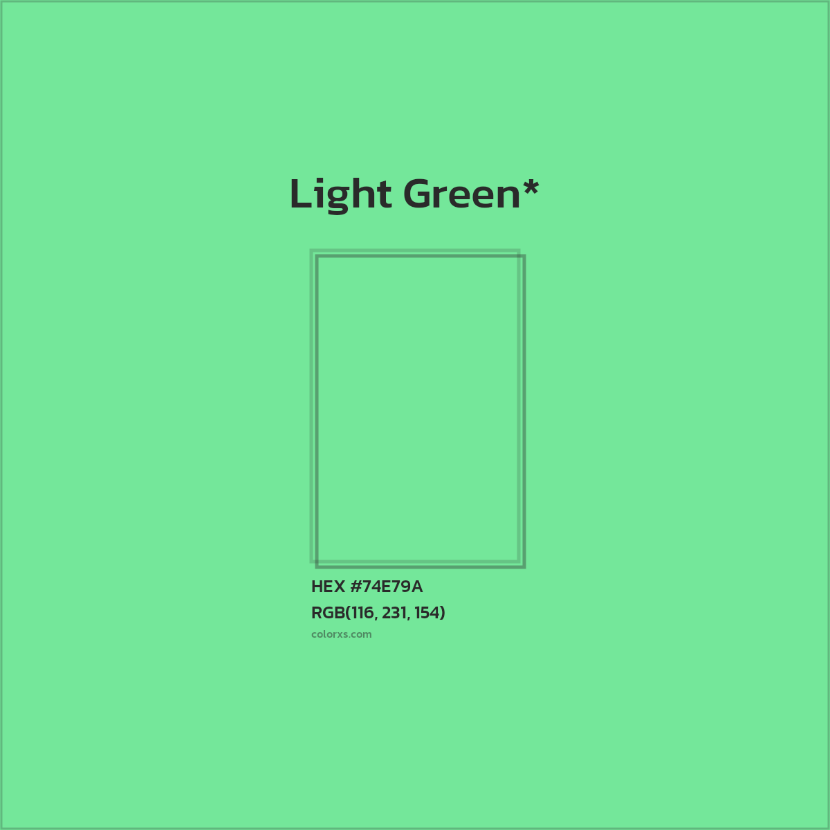 #74E79A hex color. RGB, RYB, CMYK, HSL, HSV codes and color conversions. Matching color names, palettes, paints.