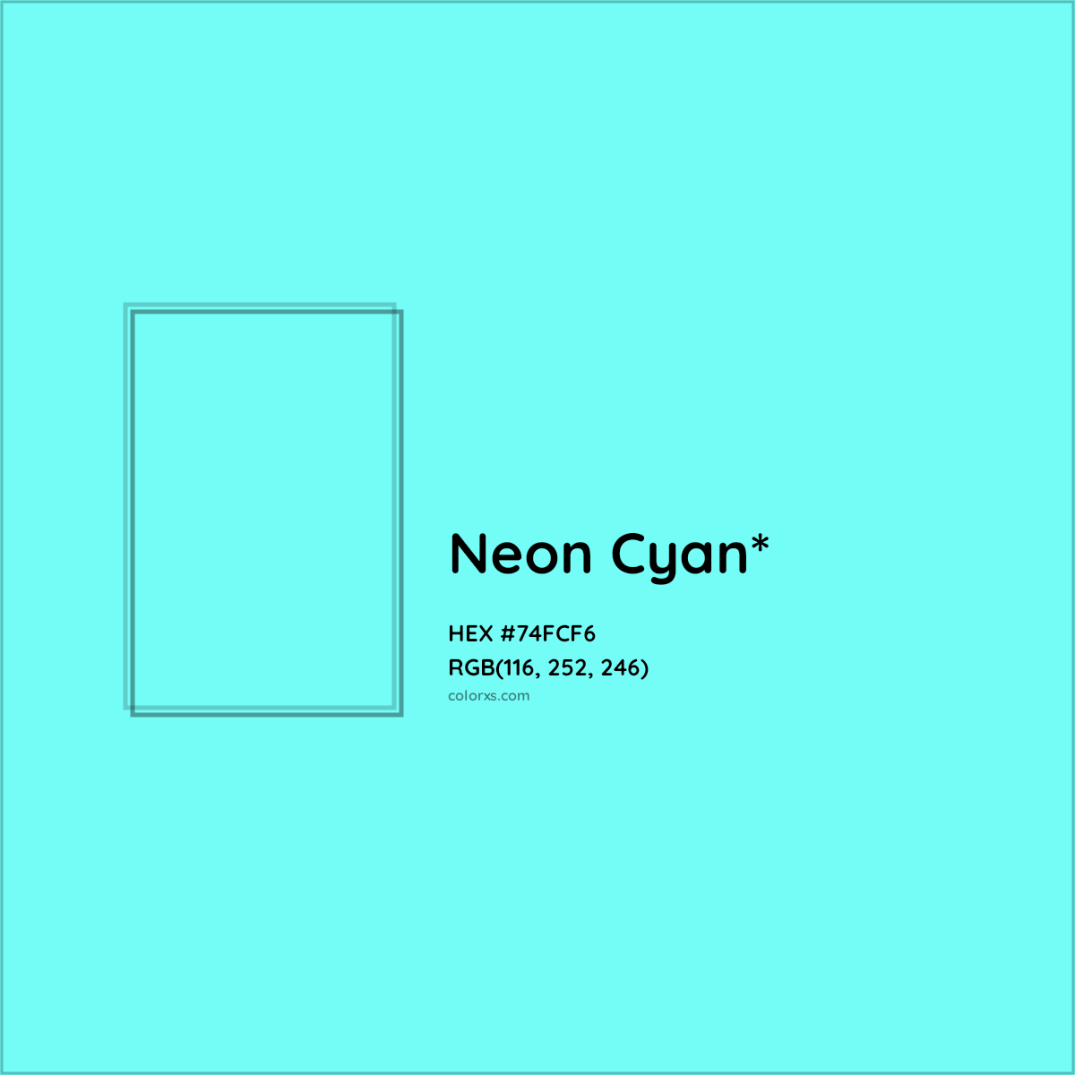 #74FCF6 hex color. RGB, RYB, CMYK, HSL, HSV codes and color conversions. Matching color names, palettes, paints.