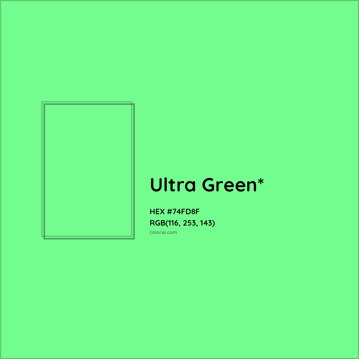 #74FD8F hex color. RGB, RYB, CMYK, HSL, HSV codes and color conversions. Matching color names, palettes, paints.