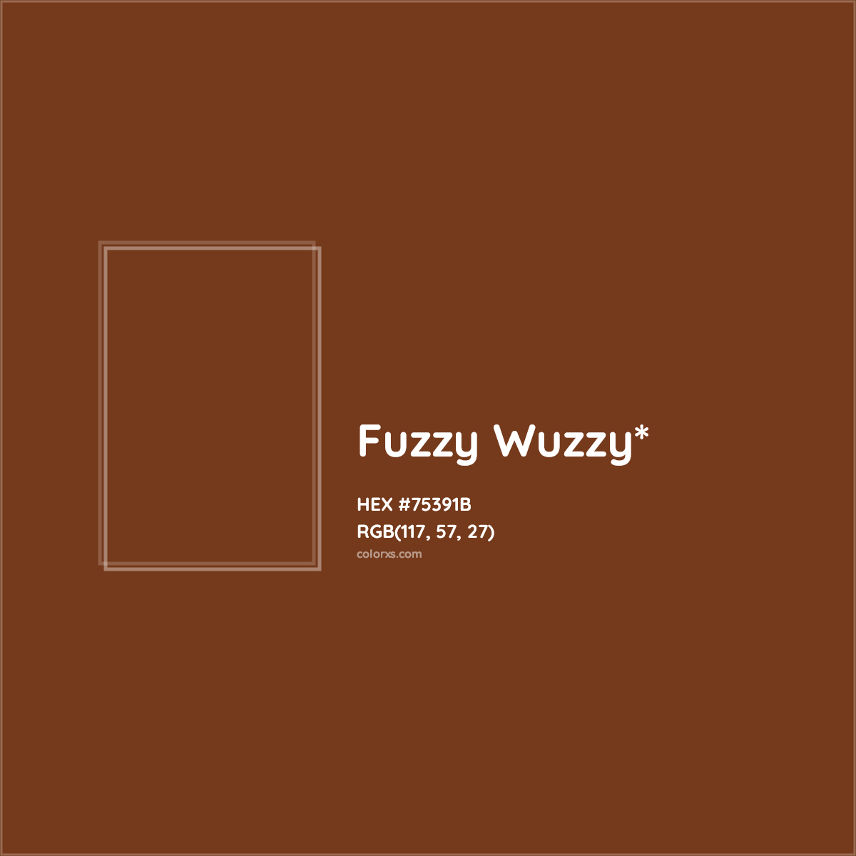 #75391B hex color. RGB, RYB, CMYK, HSL, HSV codes and color conversions. Matching color names, palettes, paints.
