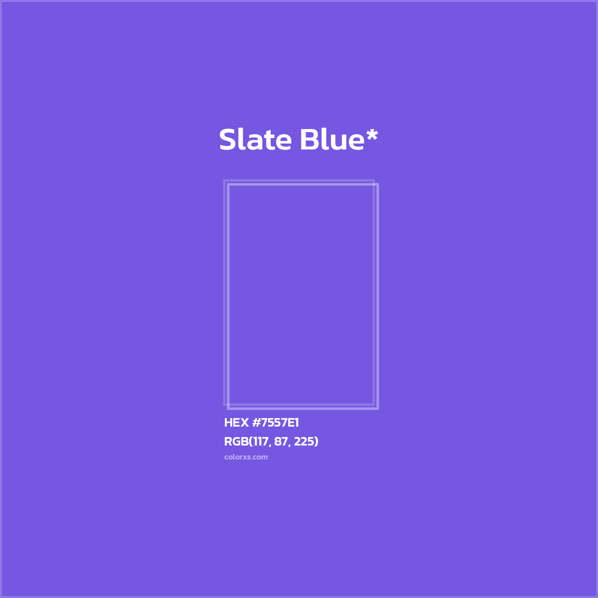 #7557E1 hex color. RGB, RYB, CMYK, HSL, HSV codes and color conversions. Matching color names, palettes, paints.