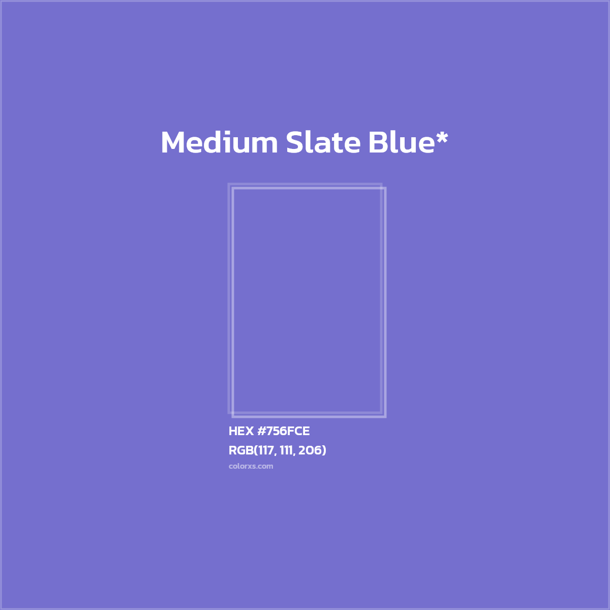 #756FCE hex color. RGB, RYB, CMYK, HSL, HSV codes and color conversions. Matching color names, palettes, paints.