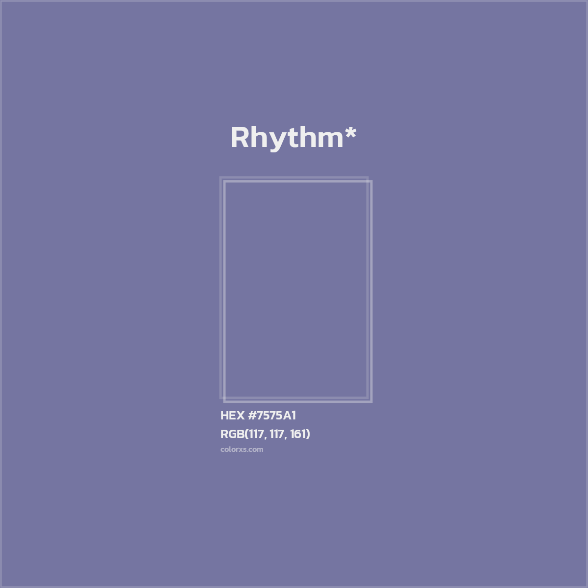 #7575A1 hex color. RGB, RYB, CMYK, HSL, HSV codes and color conversions. Matching color names, palettes, paints.