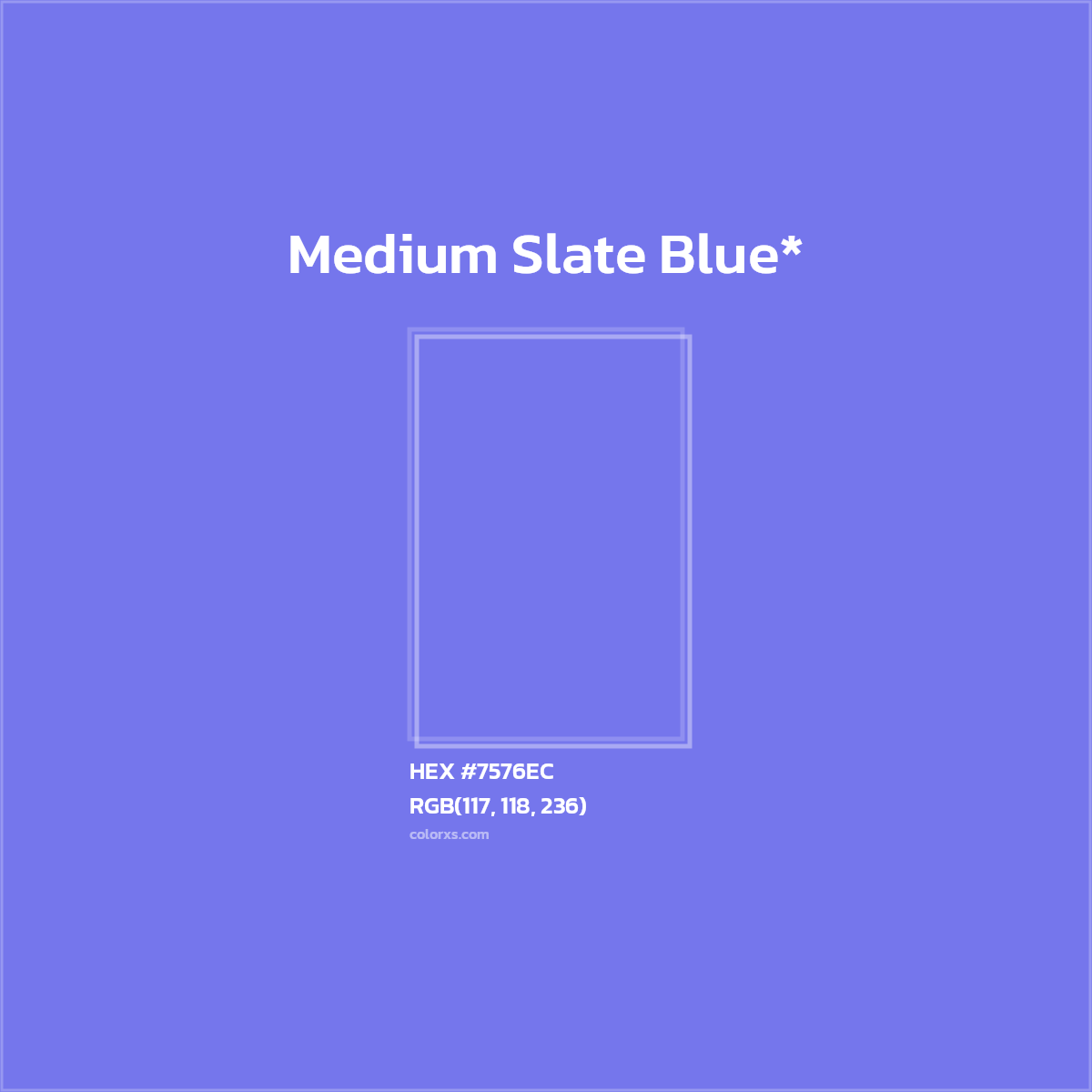 #7576EC hex color. RGB, RYB, CMYK, HSL, HSV codes and color conversions. Matching color names, palettes, paints.
