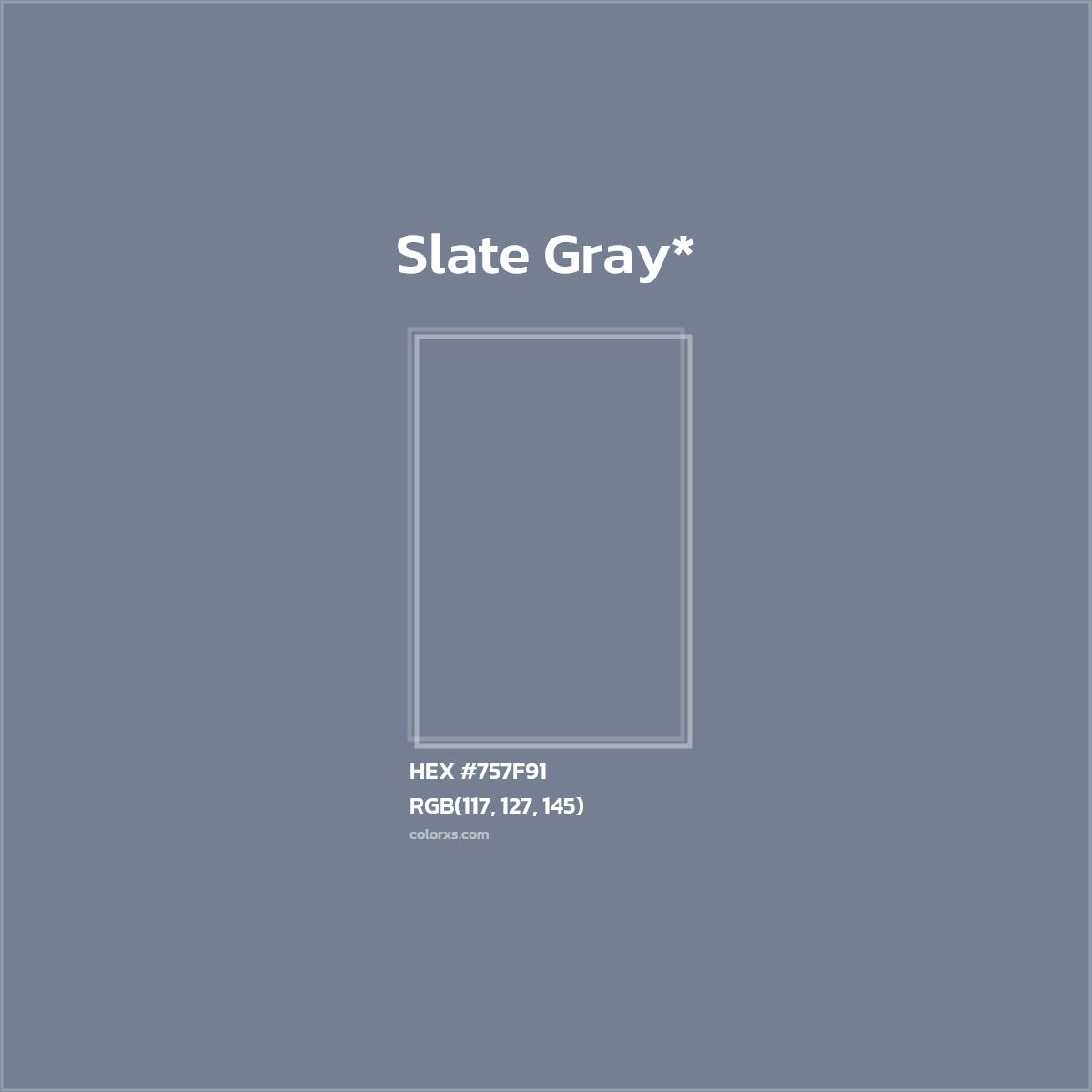 #757F91 hex color. RGB, RYB, CMYK, HSL, HSV codes and color conversions. Matching color names, palettes, paints.