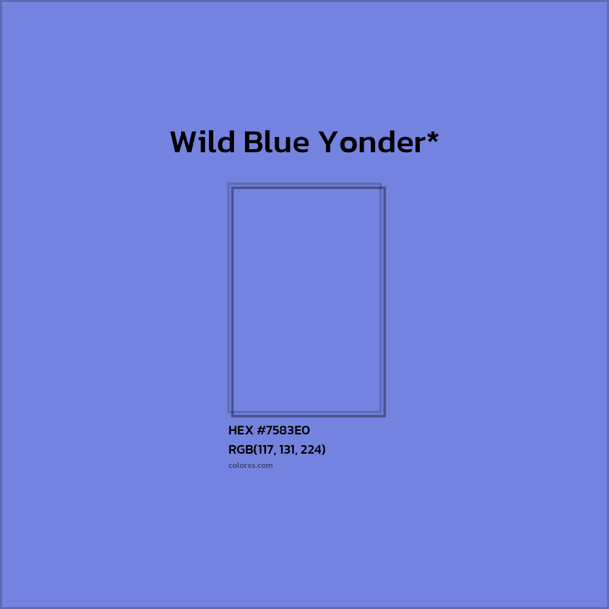 #7583E0 hex color. RGB, RYB, CMYK, HSL, HSV codes and color conversions. Matching color names, palettes, paints.