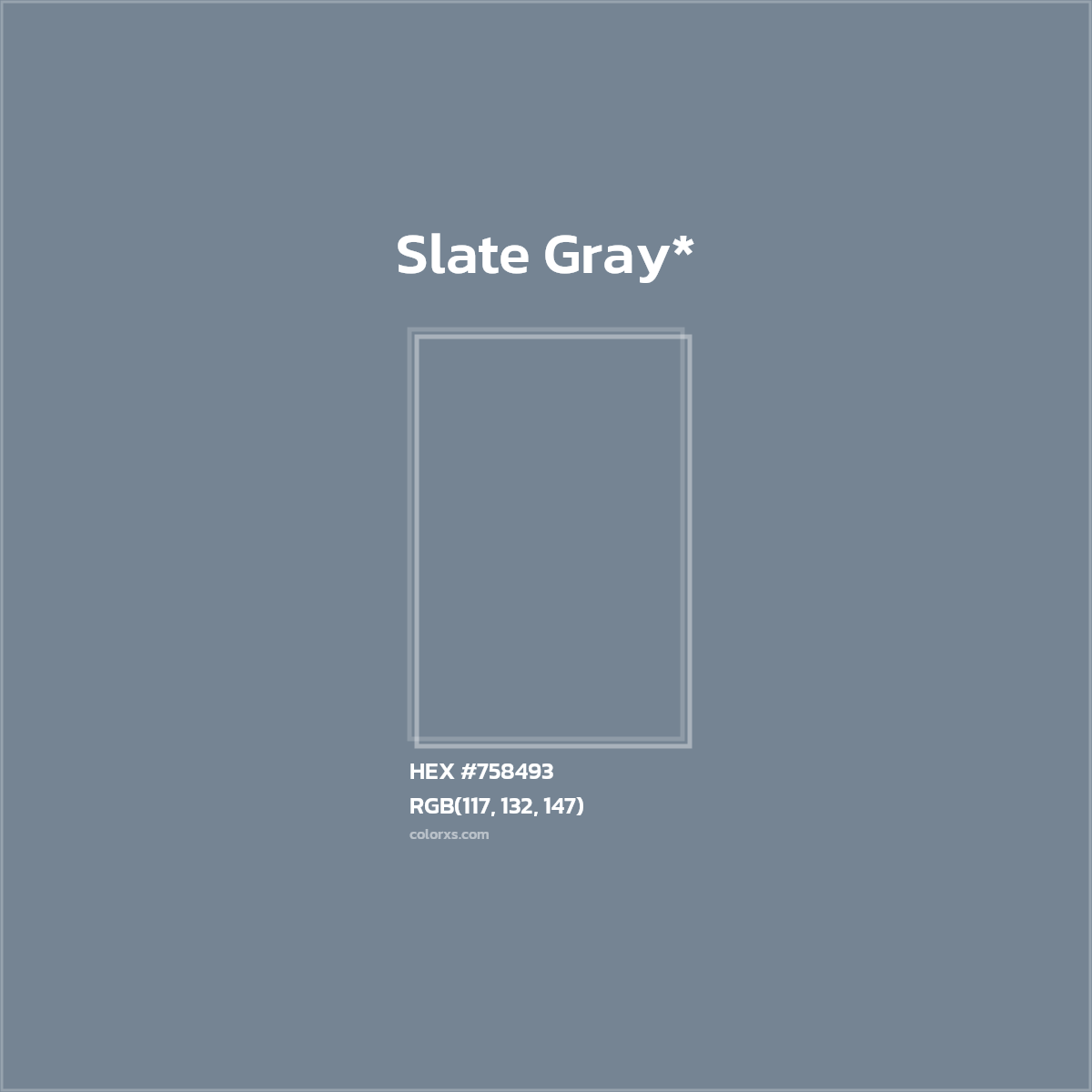 #758493 hex color. RGB, RYB, CMYK, HSL, HSV codes and color conversions. Matching color names, palettes, paints.