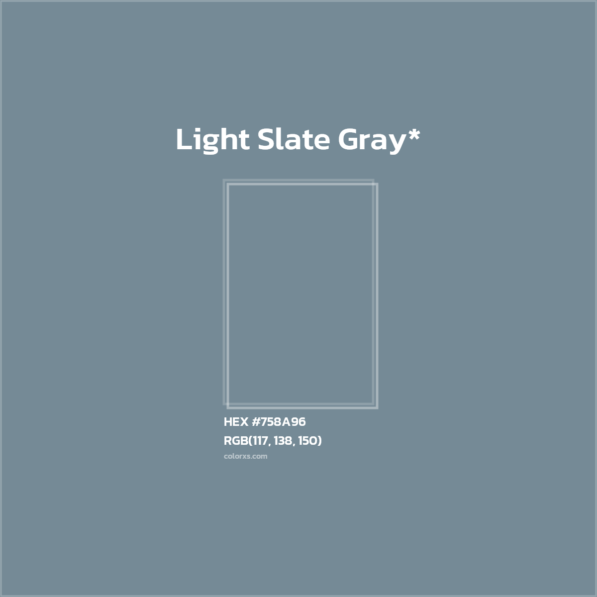 #758A96 hex color. RGB, RYB, CMYK, HSL, HSV codes and color conversions. Matching color names, palettes, paints.