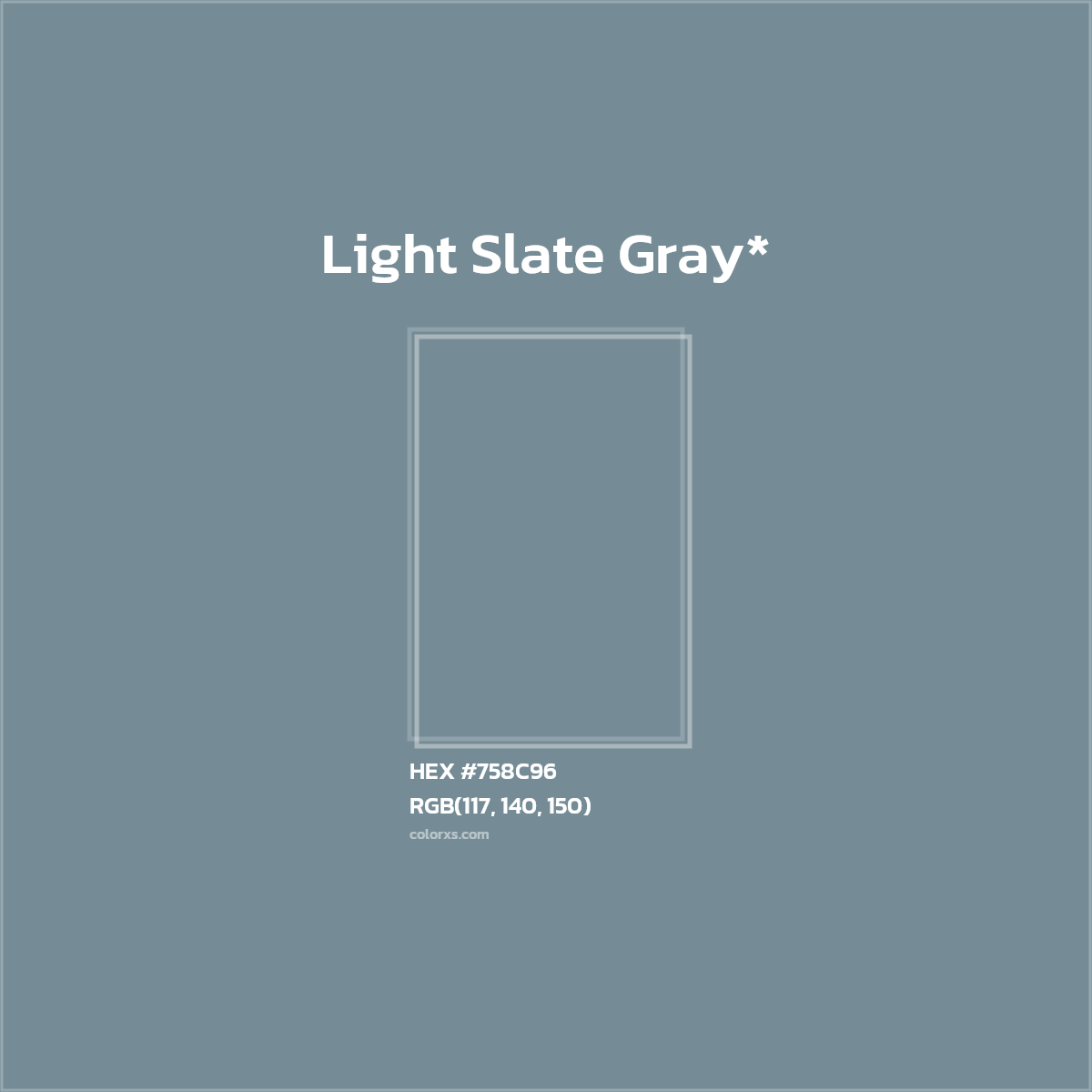 #758C96 hex color. RGB, RYB, CMYK, HSL, HSV codes and color conversions. Matching color names, palettes, paints.