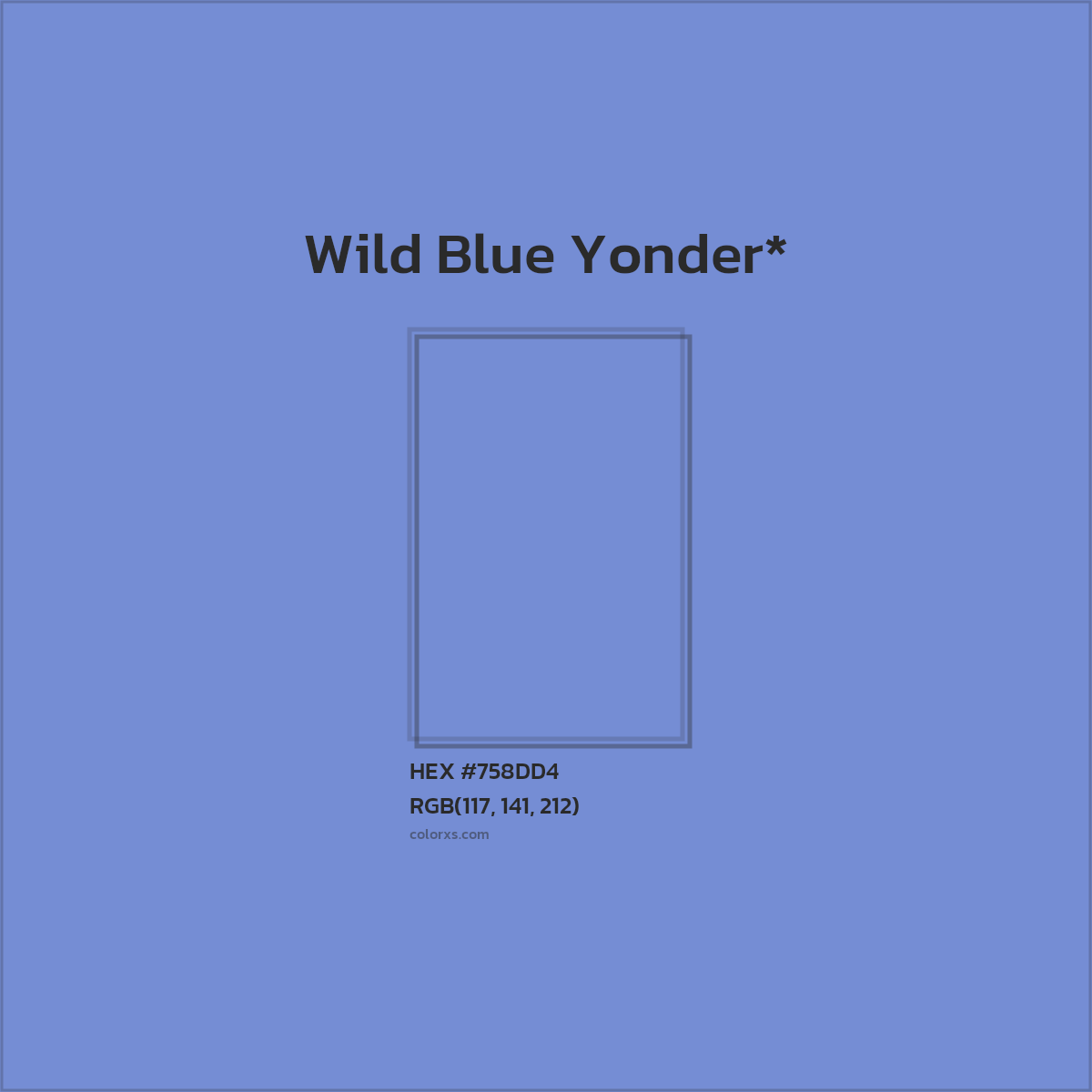 #758DD4 hex color. RGB, RYB, CMYK, HSL, HSV codes and color conversions. Matching color names, palettes, paints.