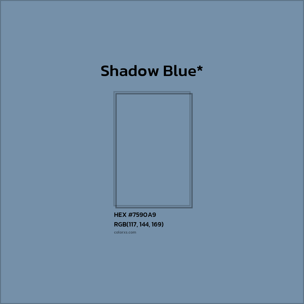 #7590A9 hex color. RGB, RYB, CMYK, HSL, HSV codes and color conversions. Matching color names, palettes, paints.