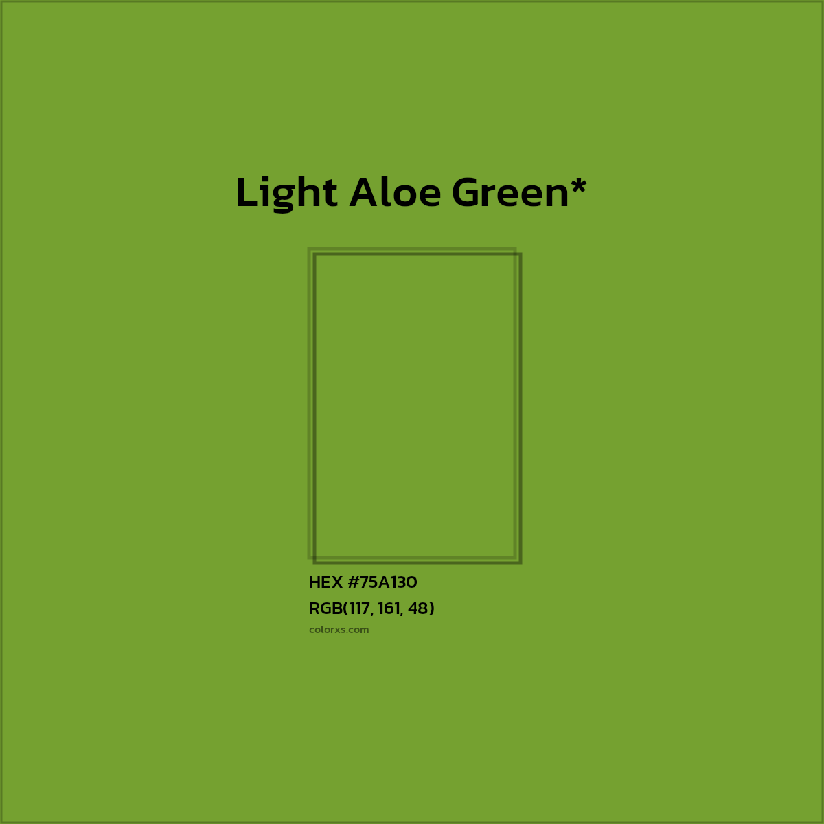 #75A130 hex color. RGB, RYB, CMYK, HSL, HSV codes and color conversions. Matching color names, palettes, paints.