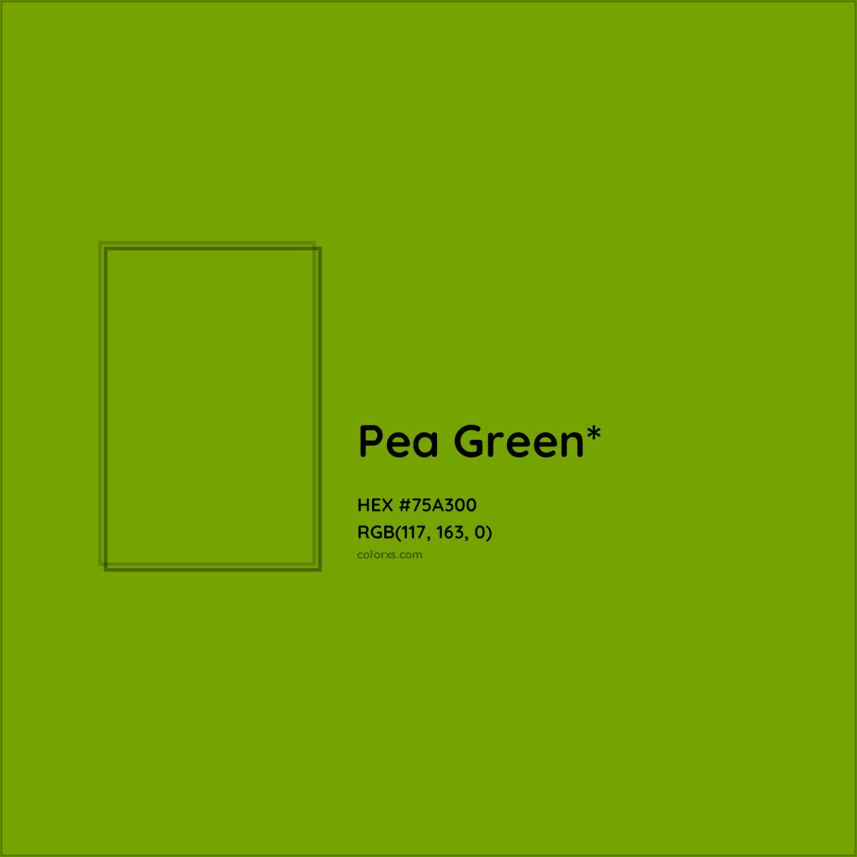 #75A300 hex color. RGB, RYB, CMYK, HSL, HSV codes and color conversions. Matching color names, palettes, paints.