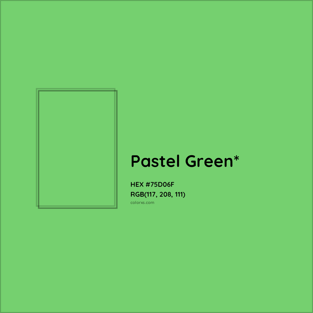 #75D06F hex color. RGB, RYB, CMYK, HSL, HSV codes and color conversions. Matching color names, palettes, paints.