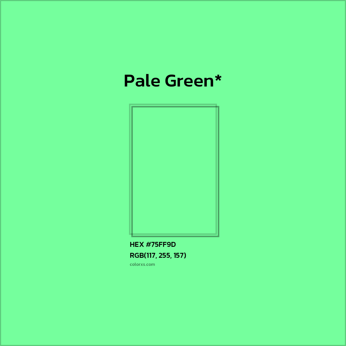 #75FF9D hex color. RGB, RYB, CMYK, HSL, HSV codes and color conversions. Matching color names, palettes, paints.