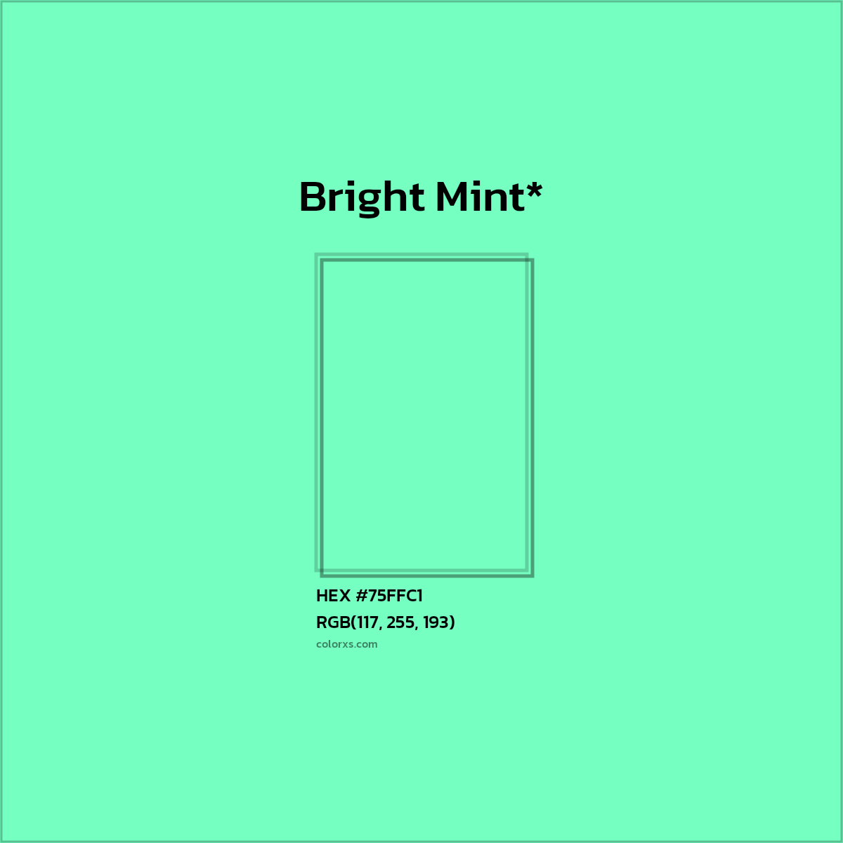 #75FFC1 hex color. RGB, RYB, CMYK, HSL, HSV codes and color conversions. Matching color names, palettes, paints.