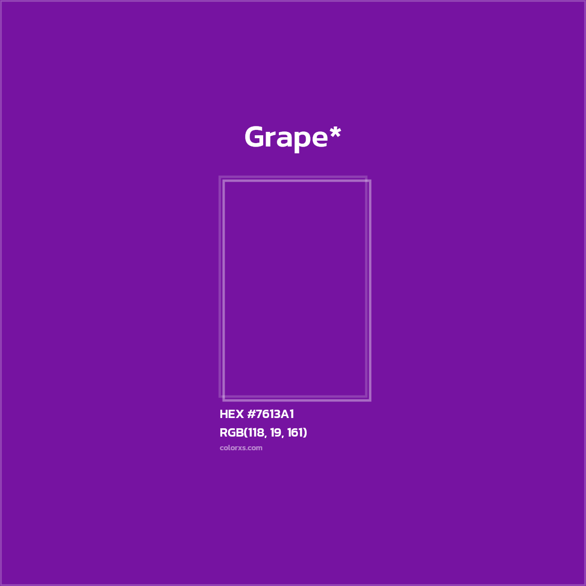 #7613A1 hex color. RGB, RYB, CMYK, HSL, HSV codes and color conversions. Matching color names, palettes, paints.